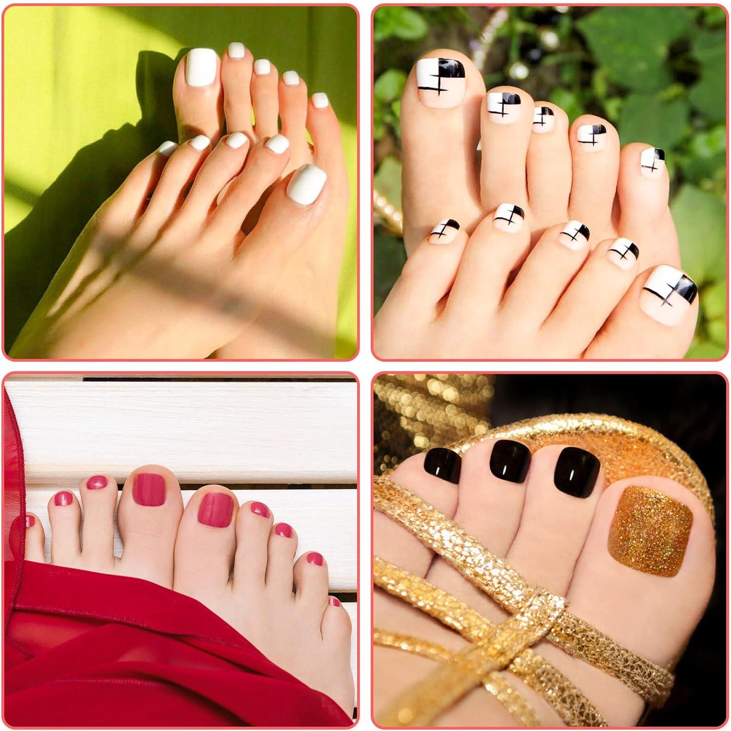 BeautyQua 500Pcs Fake Toenail Tips Set Nail Art Toe Decoration Full Cover False  Toe Nail Tips
