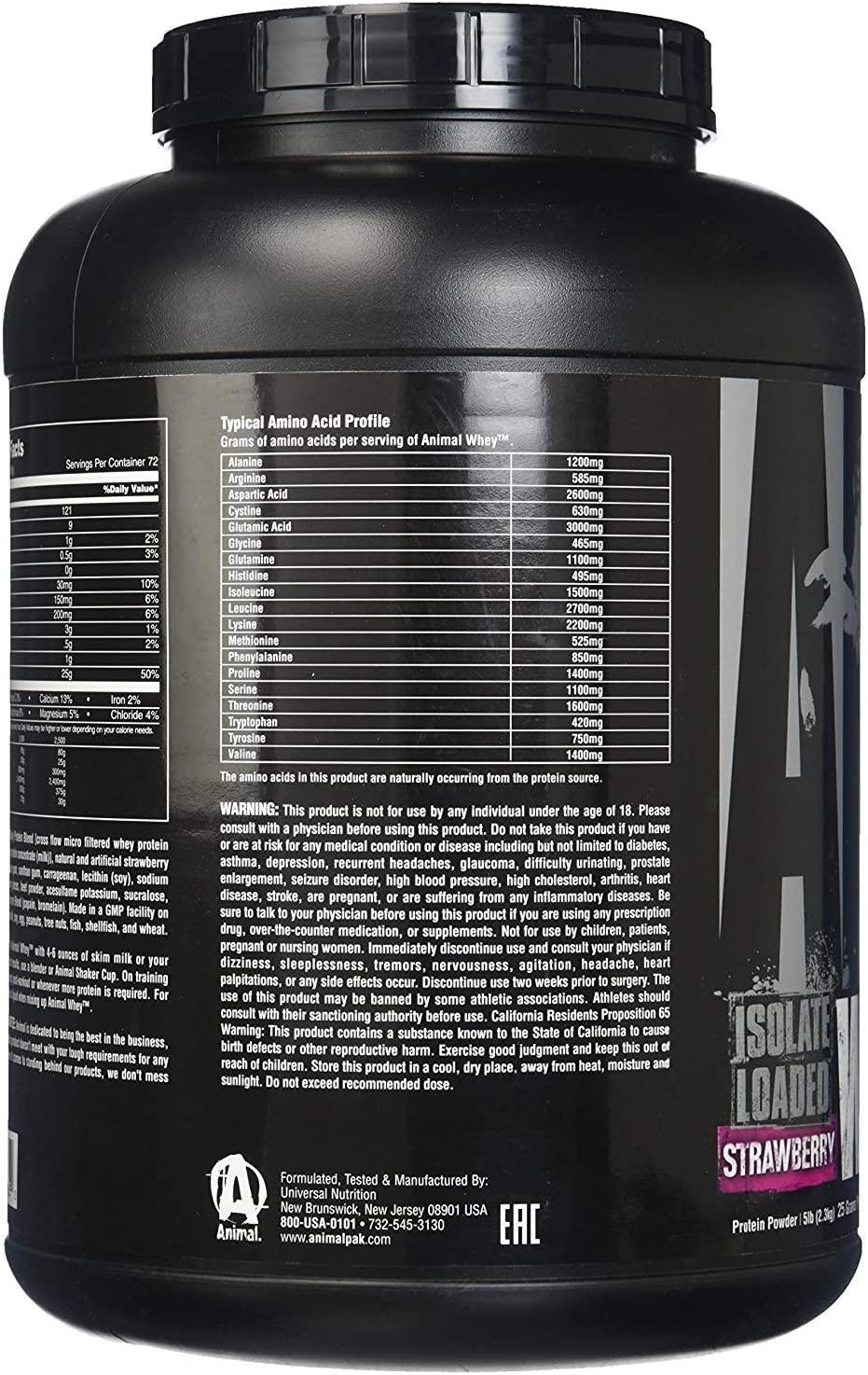 Universal Nutrition Animal Whey Isolate Loaded Chocolate - 5 lb (2.3 kg ...