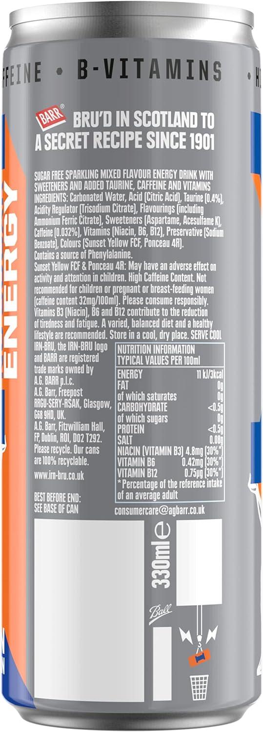 IRNBRU No Sugar Energy Drink The Iconic Taste of IRNBRU with Taurine