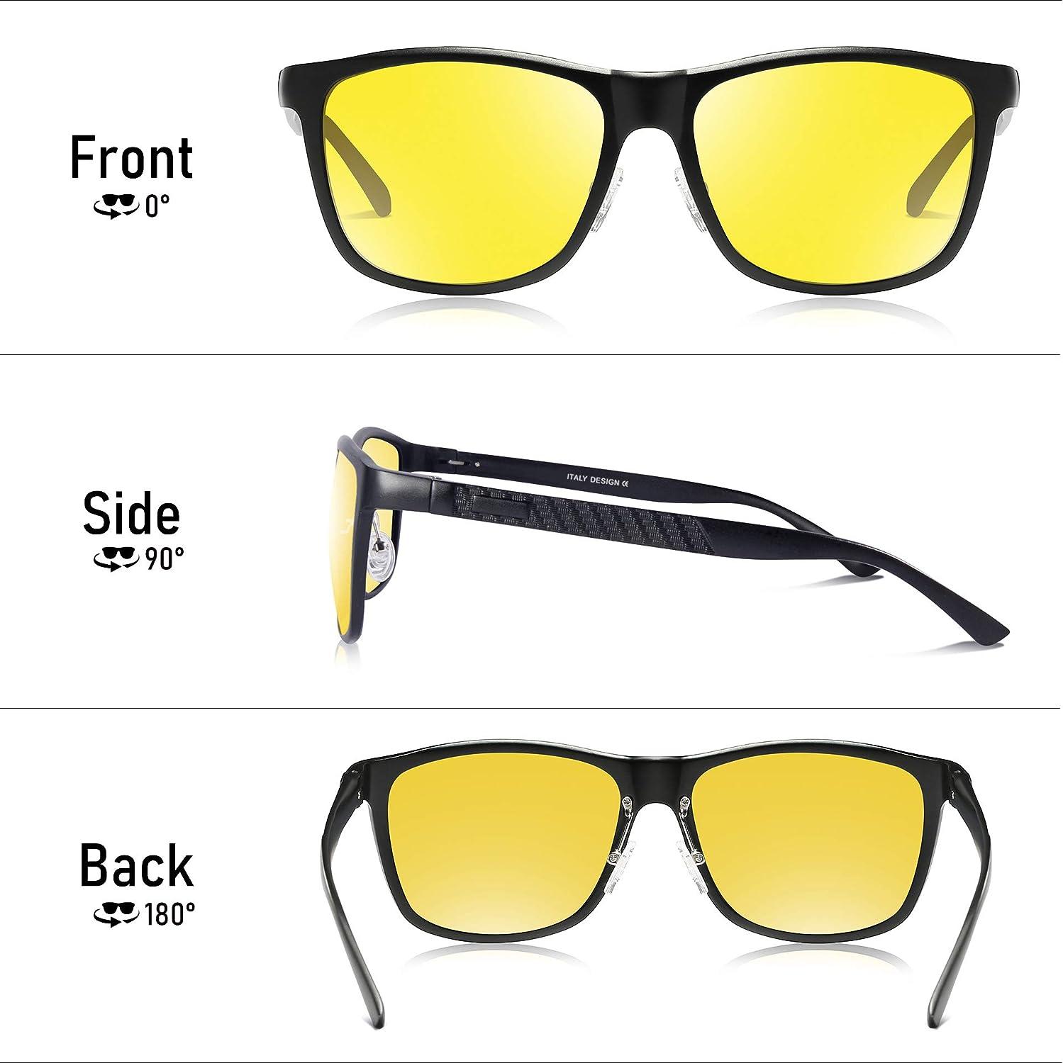 BIRCEN Night Vision Glasses for Driving: HD Anti Glare Metal Frame Night Driving  Glasses for Men A-black Frame Nightlens