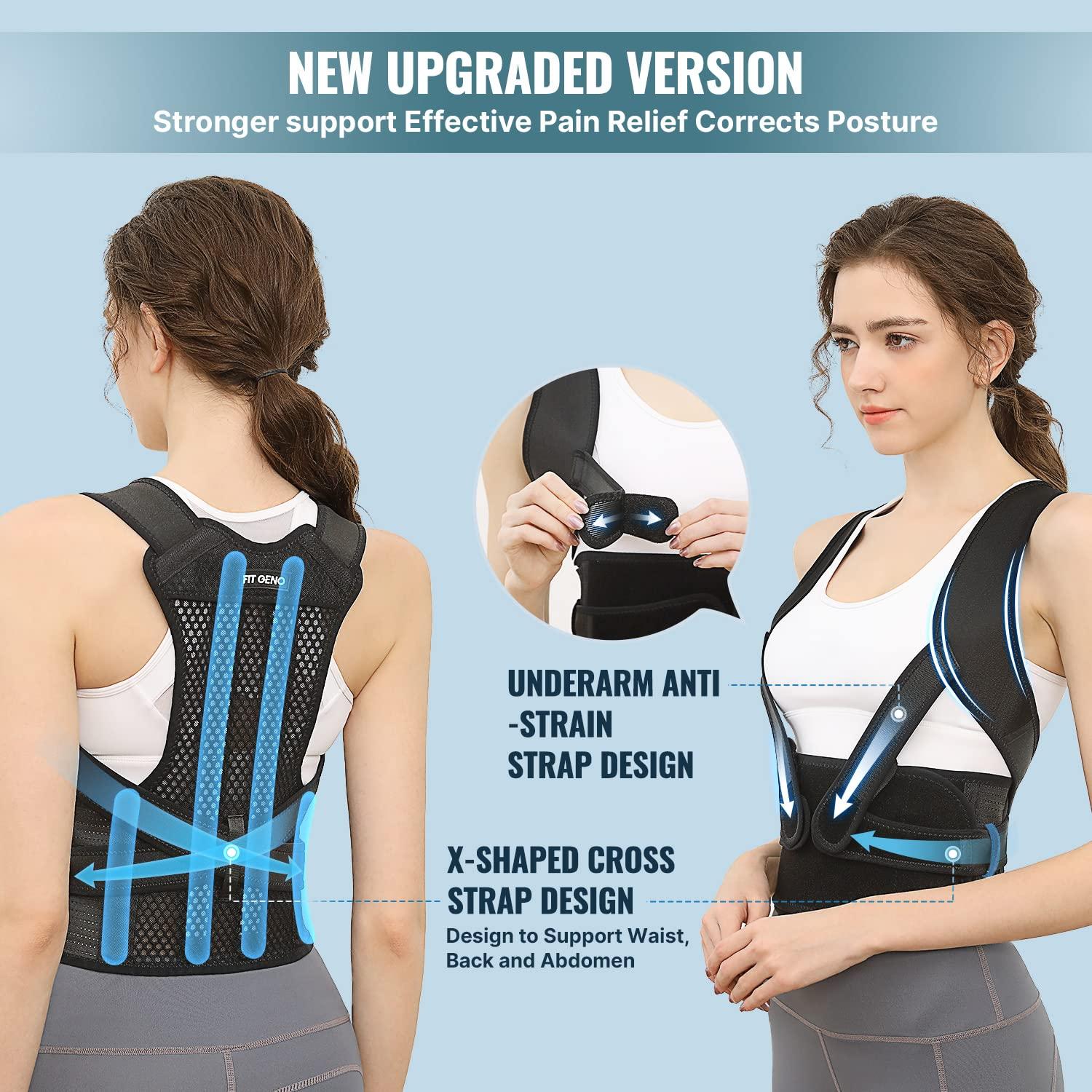Fit Geno Back Brace and Posture Corrector for Women and Men, Upgraded  Adjustable and Breathable Back Straightener, Instant Back Shoulder and Neck  Pain Relief, Scoliosis, Hunchback and Spine Corrector (Large/X-Large)