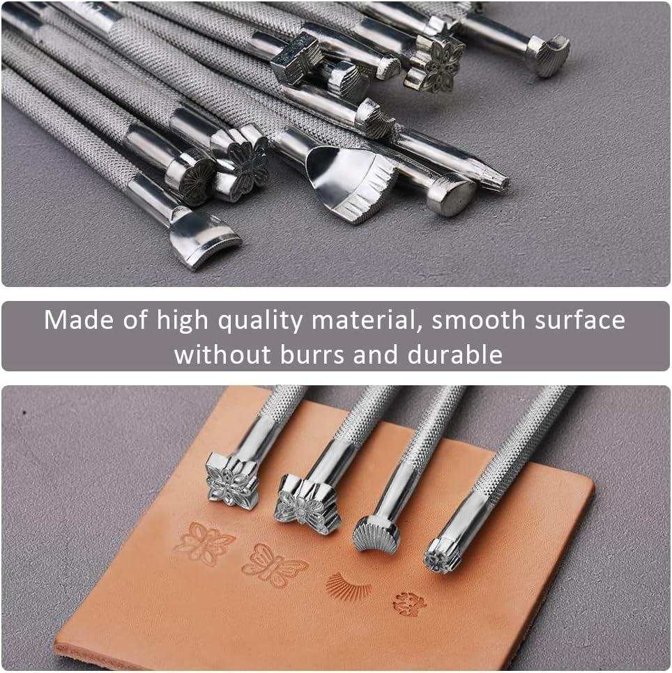 71 PCS Leather Stamping Tools Leather Stamping Kit with 68 pcs Letters  Numbers and Patterns 2 Pcs Leather Punch Tools Leather Stamp Set Leather  Carving Tools Leather Stamps for Leather Working