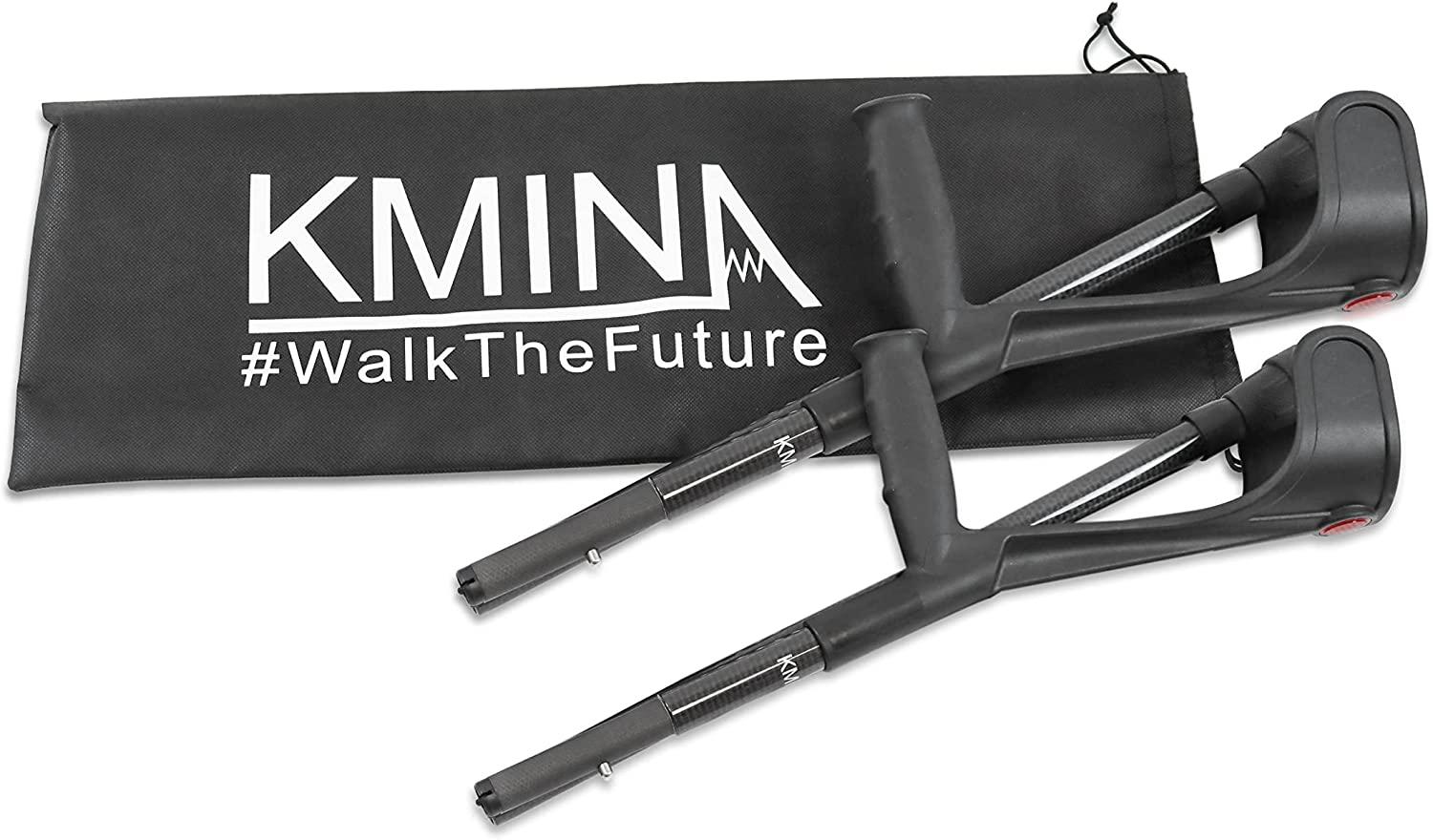 KMINA PRO Carbon Fiber Folding Crutches (x2) Adjustable Forearm