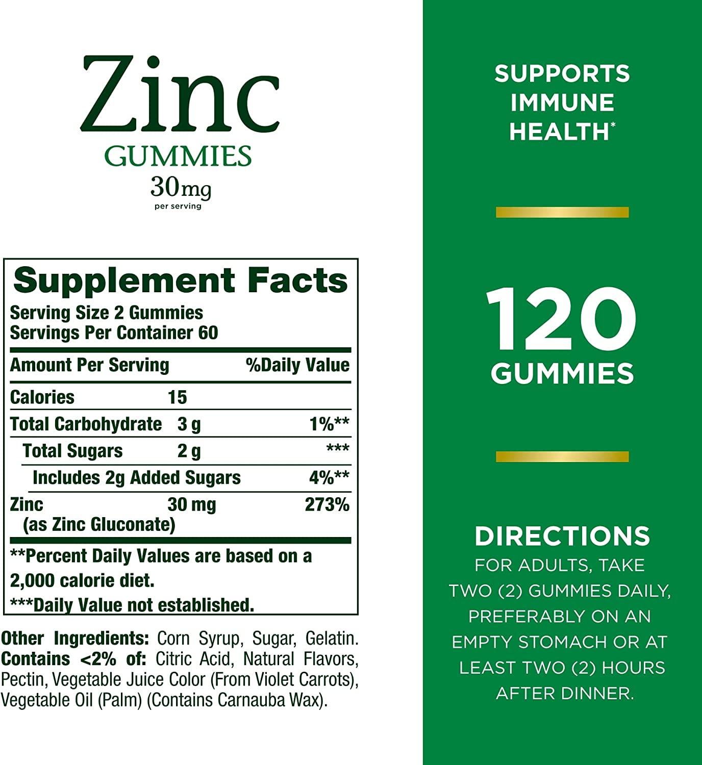 Natures Bounty Zinc Gummies, Immune Support Gummies, Supports Skin