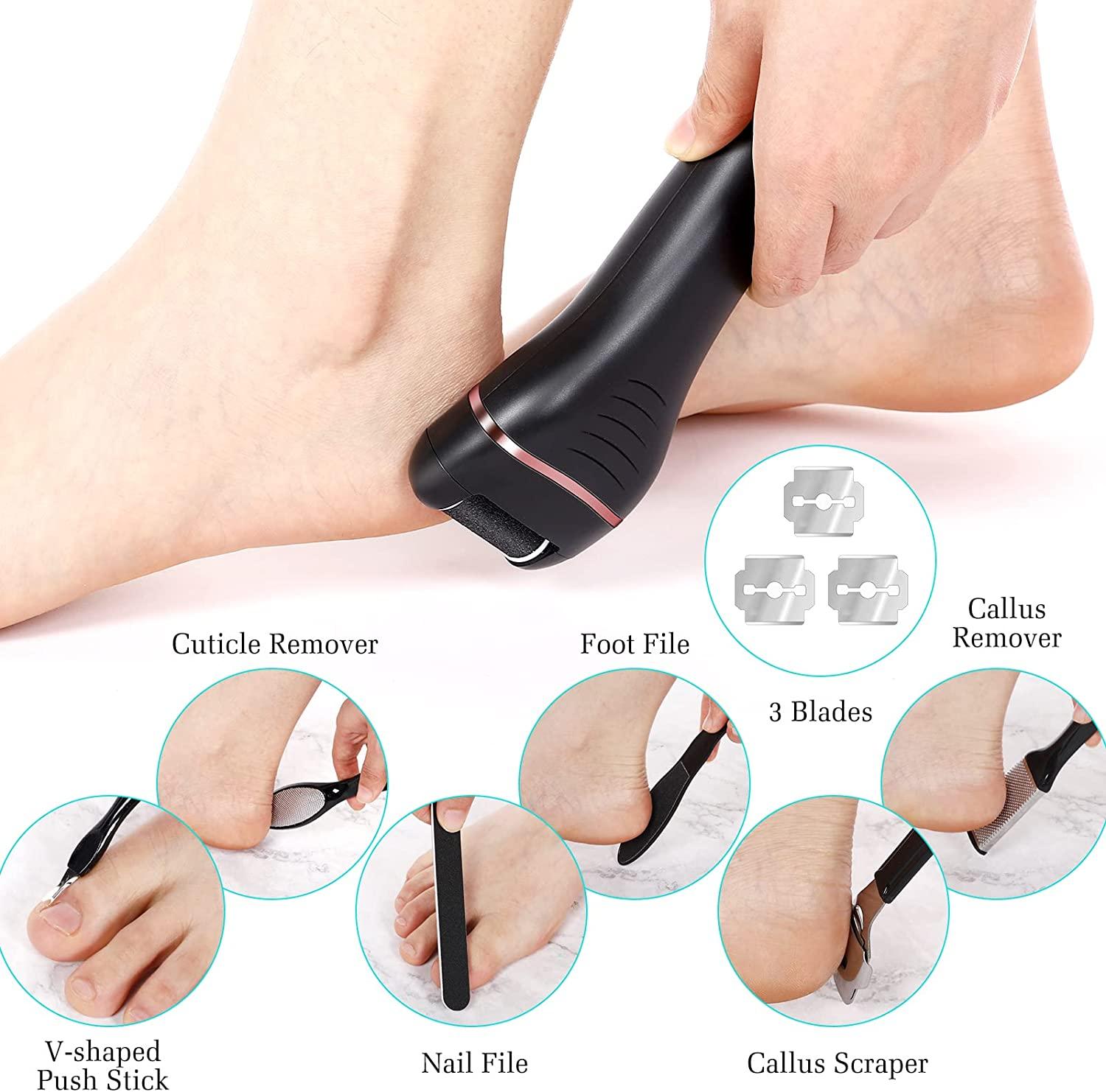 Electric Foot File Callus Remover for Feet, Rechargeable Foot Care Pedicure  Kit, Professional Foot Spa Kit for Remove Cracked Heels Calluses & Dead  Skin with 3 Roller Heads, 3 Speed, LCD Display