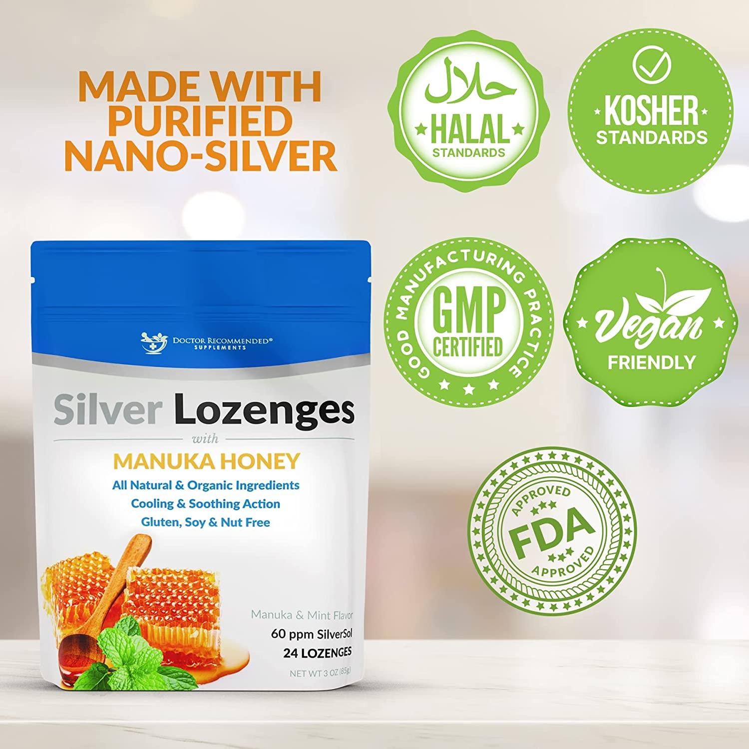 Silver Lozenges with Organic Manuka Honey and Vitamin C AllNatural