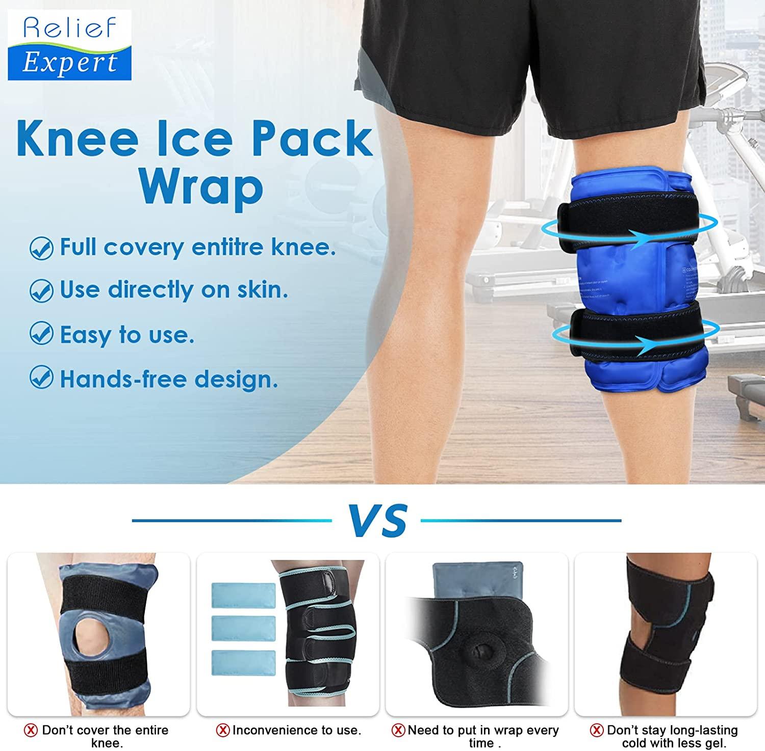 Relief Expert XL Knee Ice Pack Wrap Around Entire Knee After Surgery ...