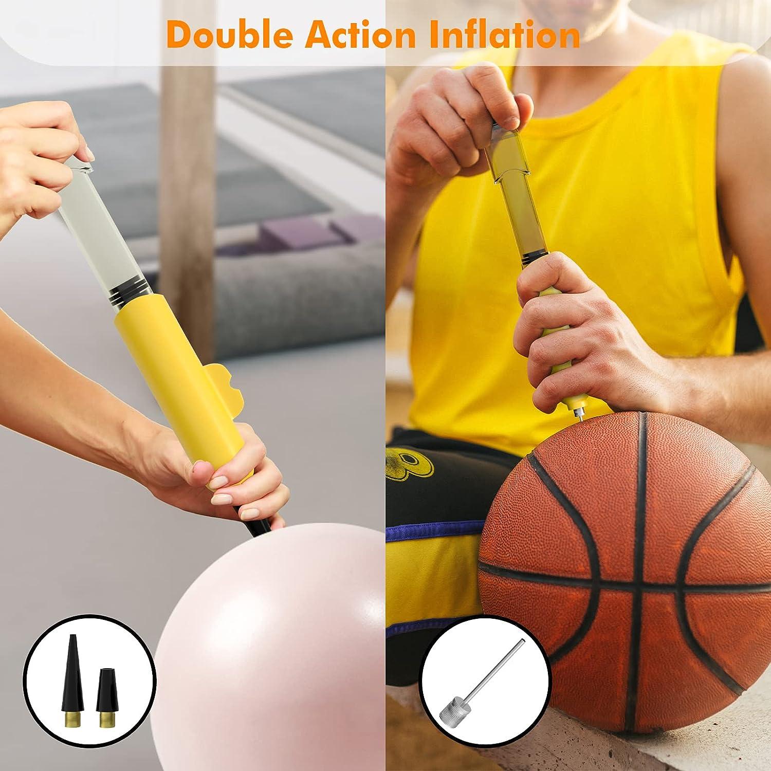 Amble Air Ball Pump for Basketball, Soccer Ball, Volleyball, Football,  Balloons Pump Inflator - Portable Hand Exercise Sports Ball Pump Kit with 5  Inflation Needles, Nozzle, Hose & Air Pressure Gauge Yellow