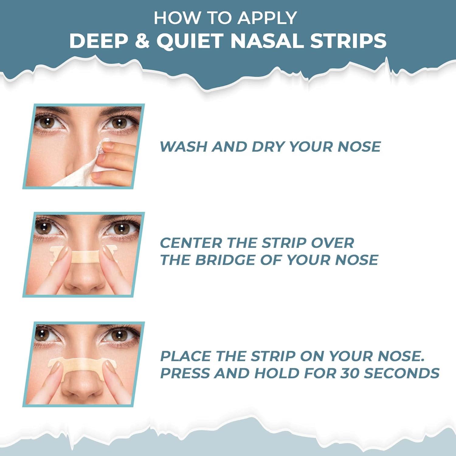 Deep & Quiet Nasal Strips Tan 60 Count Reduce Snoring, Relieve Nose