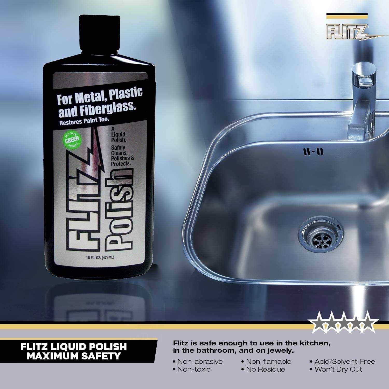 Flitz MultiPurpose Polish & Cleaner Liquid for Metal, Plastic, Fiberglass, Aluminum, Jewelry