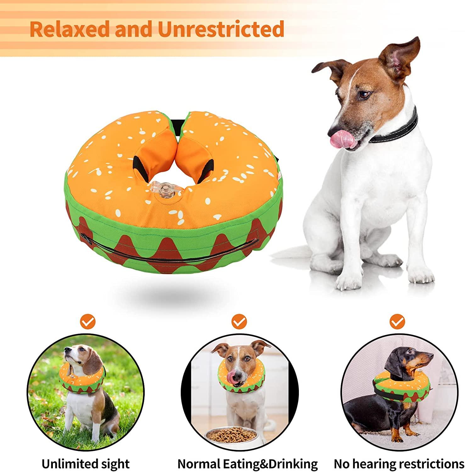 Soft Inflatable Dog Cone for Medium Dogs - Donut Collar to Prevent Licking  After Surgery