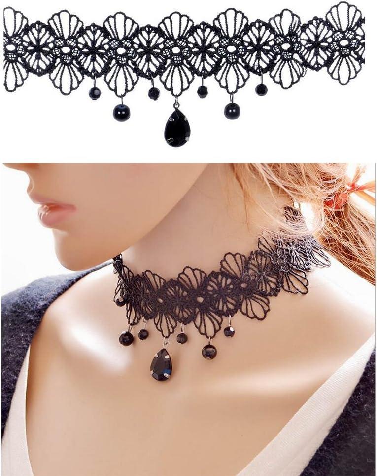 Trasfit 10 Pieces Lace Choker Necklace for Women Girls, Black Classic  Velvet Stretch Punk Gothic Tattoo Lace (10 Style #1)