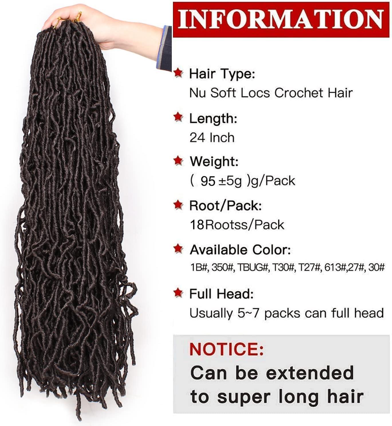 Xtrend 24 Inch 2 Packs Nu Faux Locs Crochet Hair Long Dark Brown