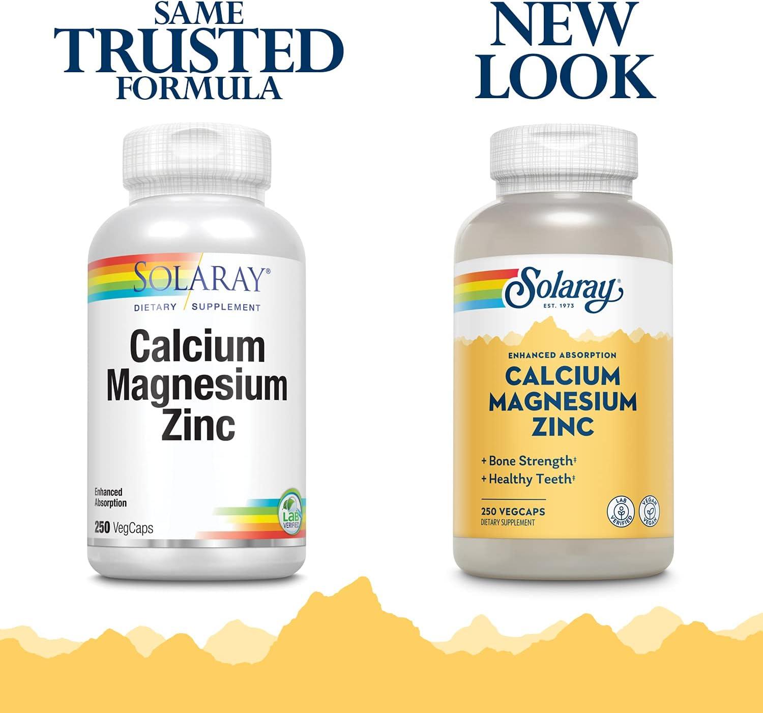 Solaray Calcium Magnesium Zinc 250 VegCaps Essential Mineral Supplement