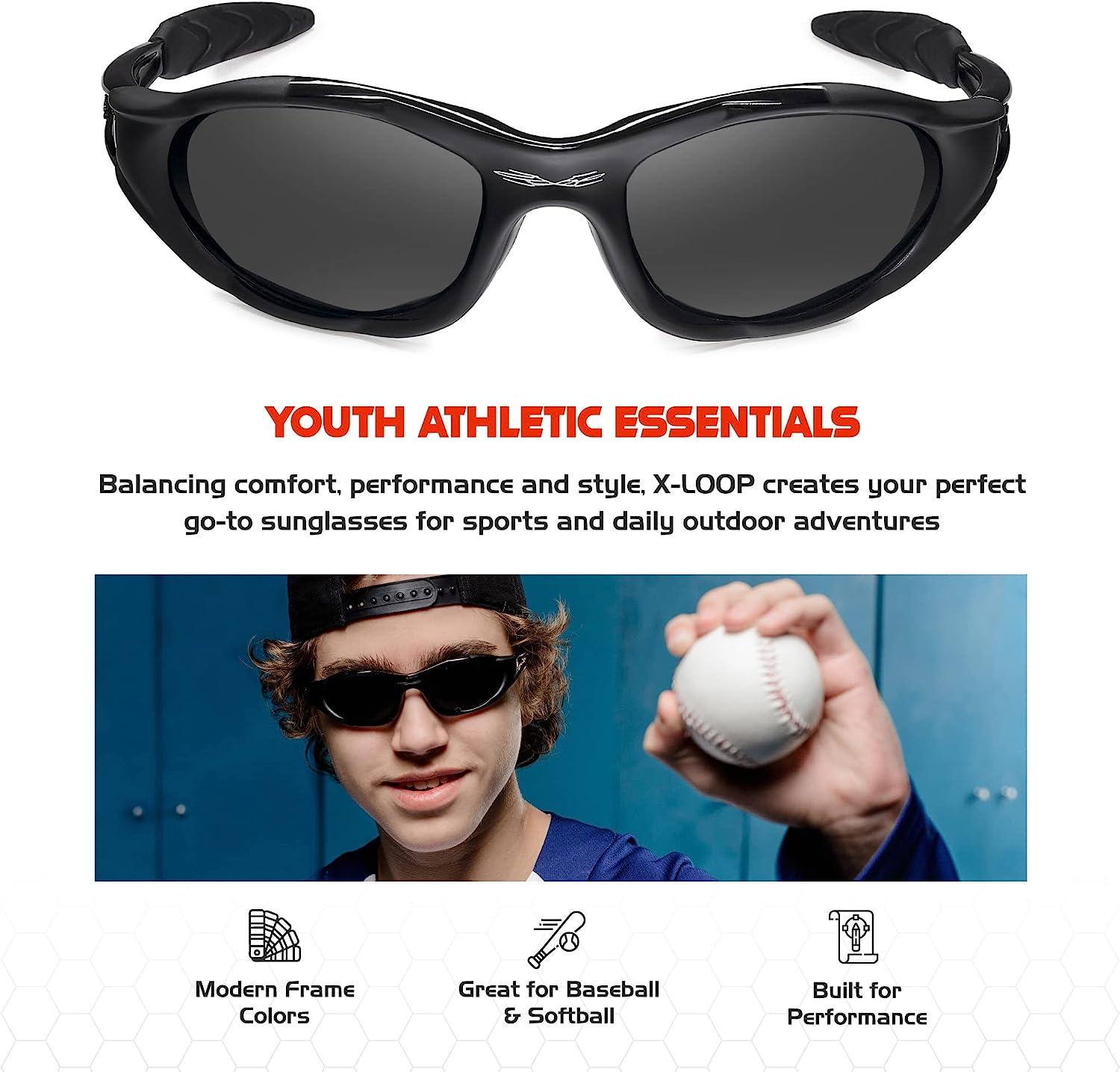 X LOOP Youth Sports Polarized Sunglasses for Boys Kids Teens Age 8