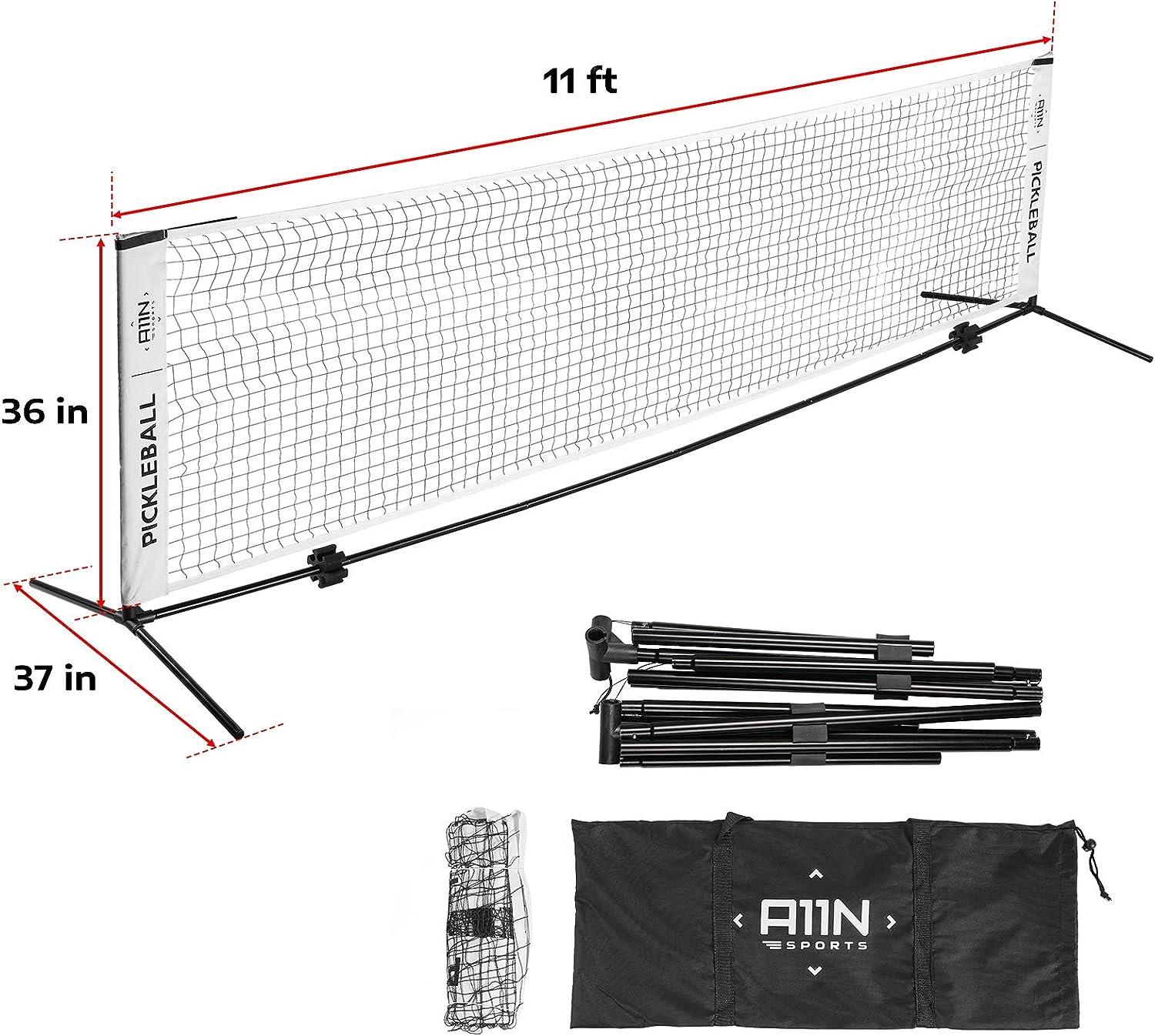 A11N Portable Pickleball Net Half Court Size 11ft For Driveway