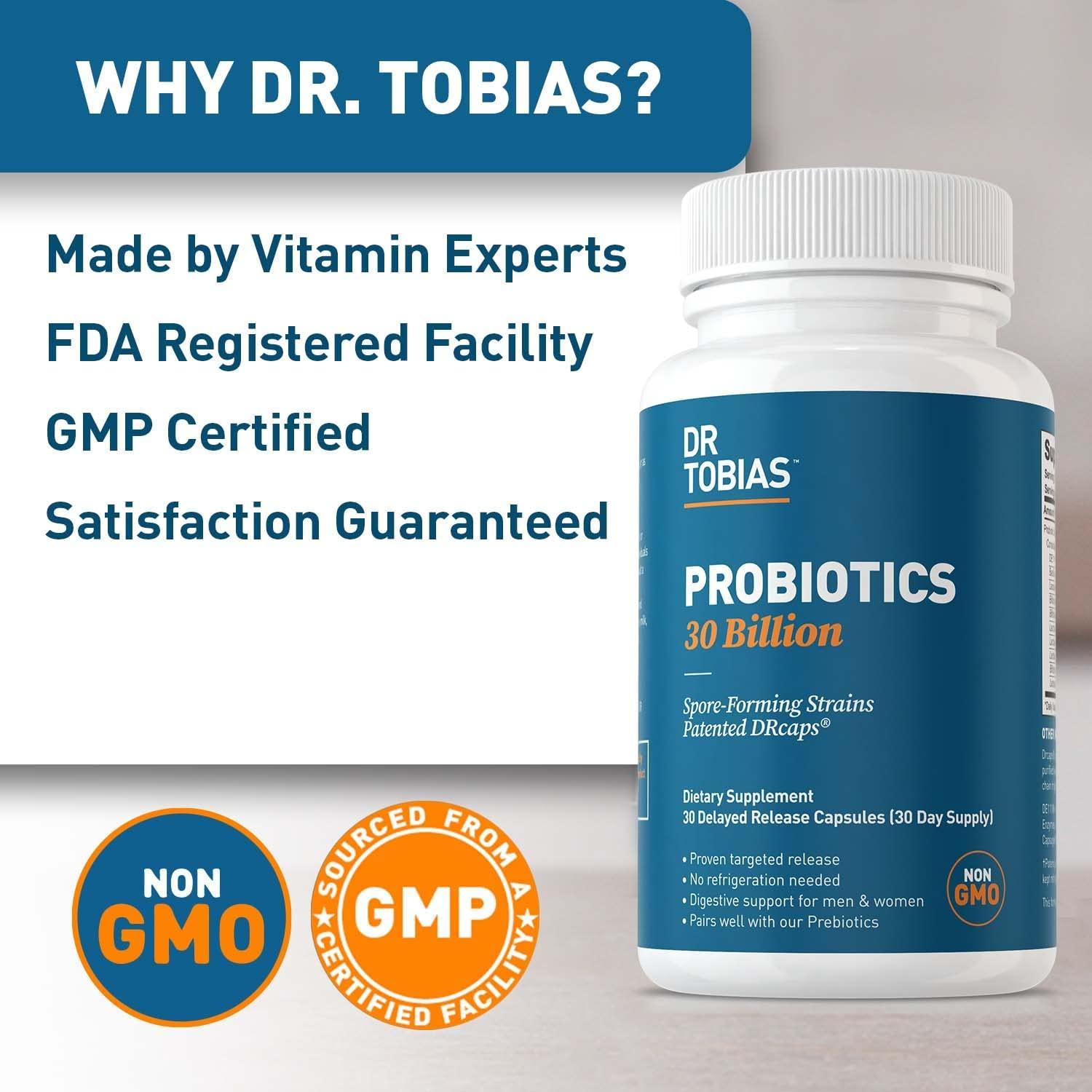 Dr. Tobias Probiotics 30 Billion 10 Strains Digestive Health