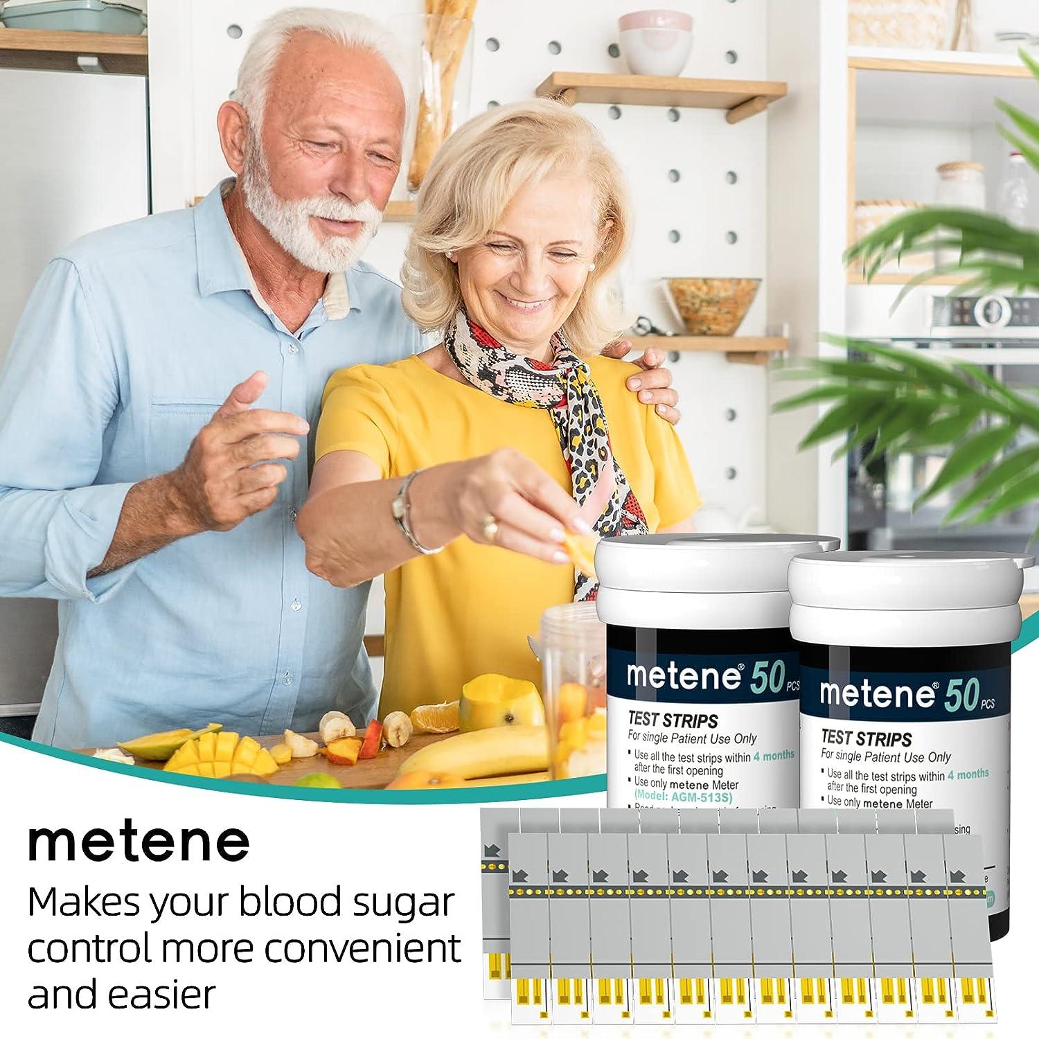 Metene AGM513S Test Strips for Diabetes, 100 Count Blood Glucose Test