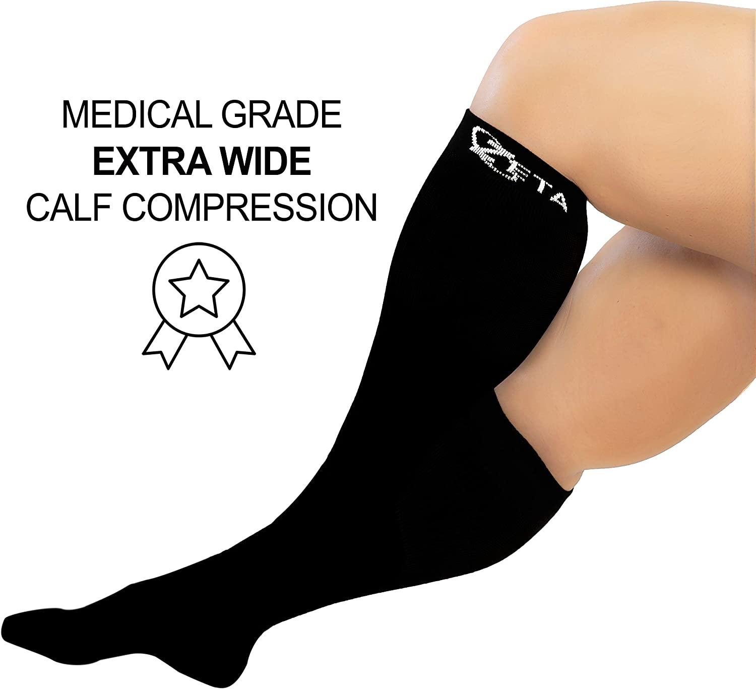 Zeta Socks XXXL Wide Plus Size Calf Compression, Soothing Comfy
