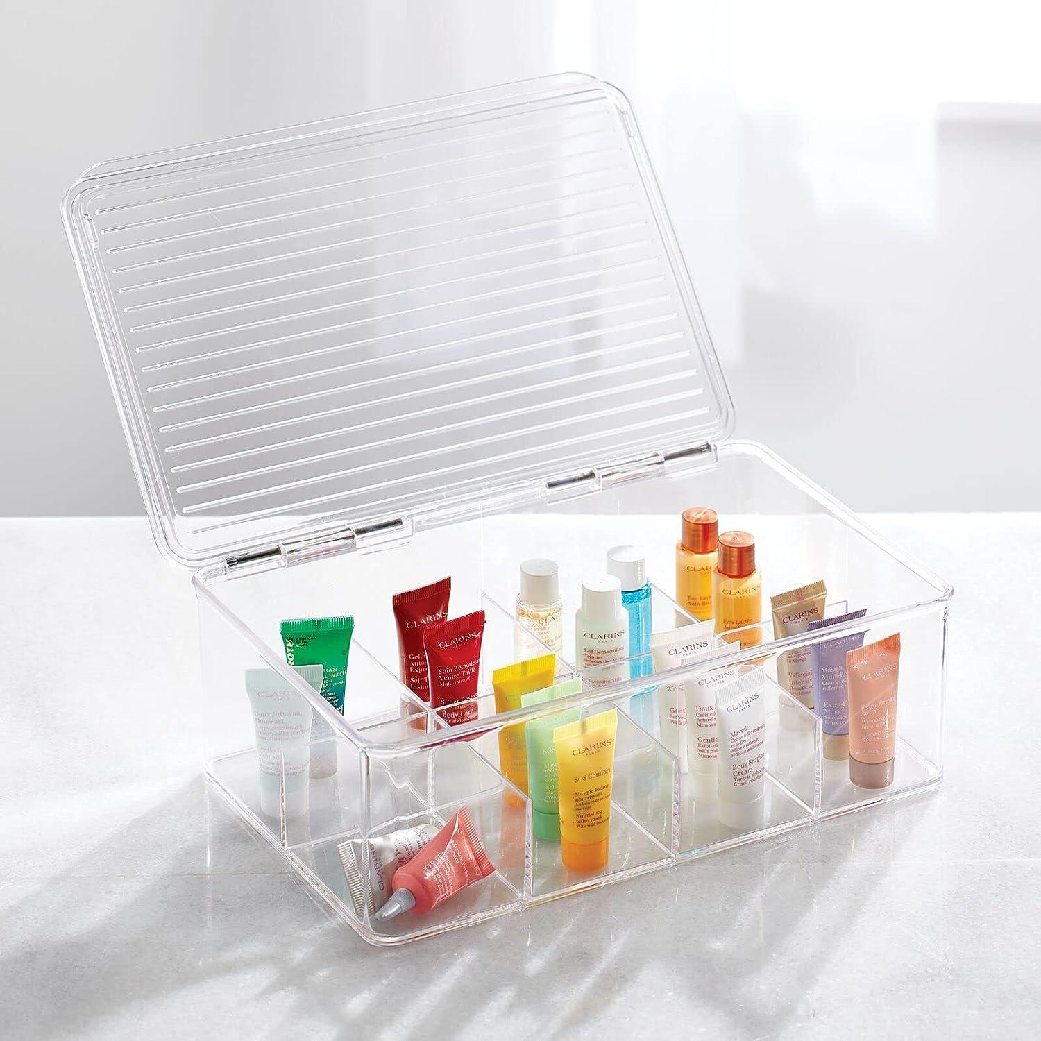 mDesign Plastic Stackable Kitchen Food Storage Box, Hinged Lid, 8 Pack -  Clear