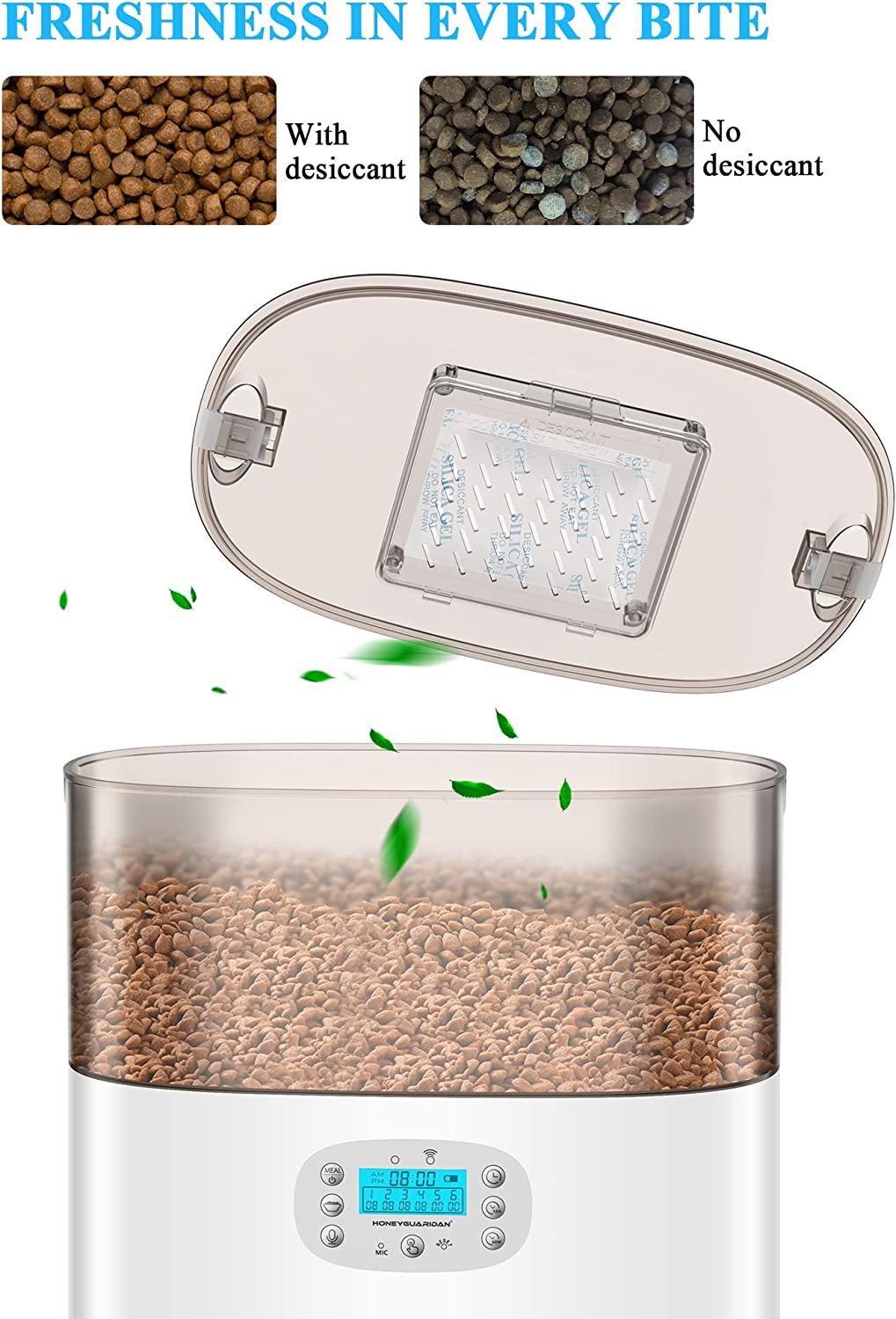 Automatic Cat Feeder, HoneyGuaridan 6L Pet Feeder for 2 Cats & Dogs