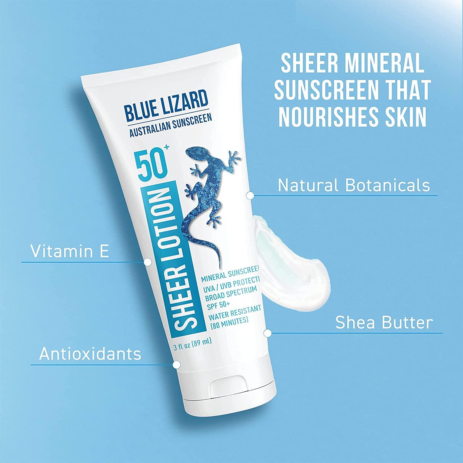 Blue Lizard Australian Sunscreen Sheer Lotion Body SPF 50+ 3 fl oz ...