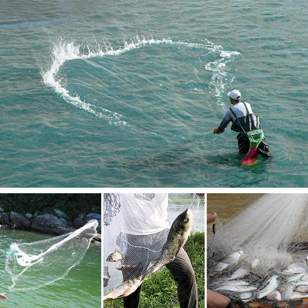 Yeahmart Handmade American Saltwater Fishing Cast Net with Heavy