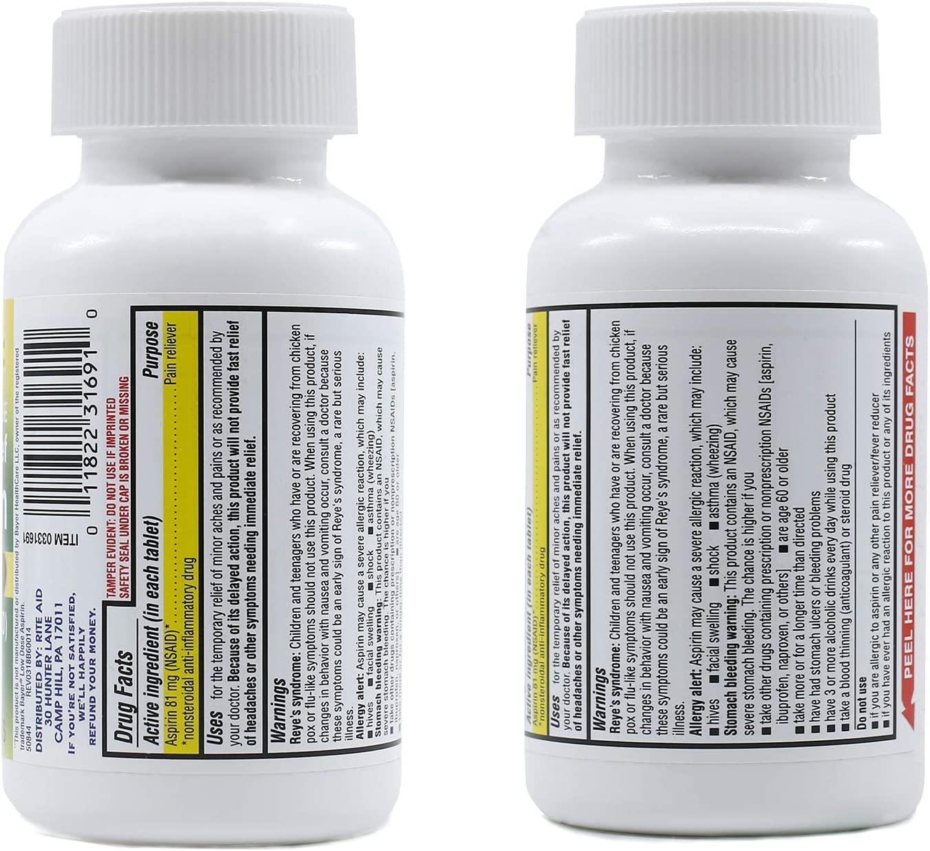 Rite Aid Aspirin Enteric Tablets 81 mg Aspirin 500 Count LowDose