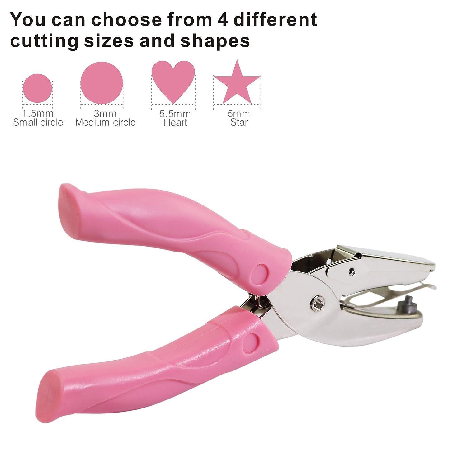 2pcs) Small Mini Tiny Heart,star Shaped Hole Paper Punch Puncher With Pink  Soft Handheld Grip