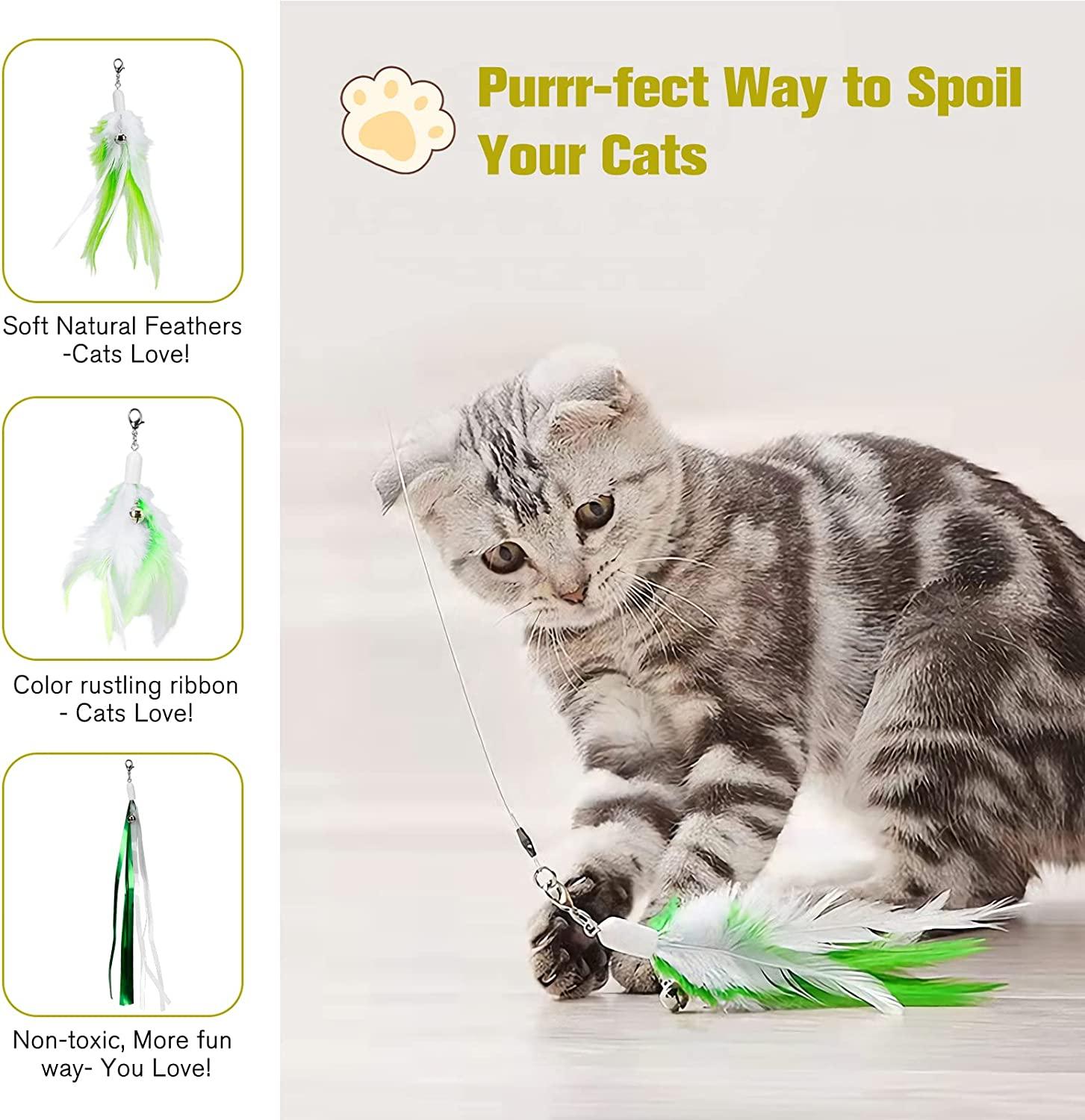 BEBOBLY 3-in-1 Retractable Cat Wand Toys for Indoor Cats