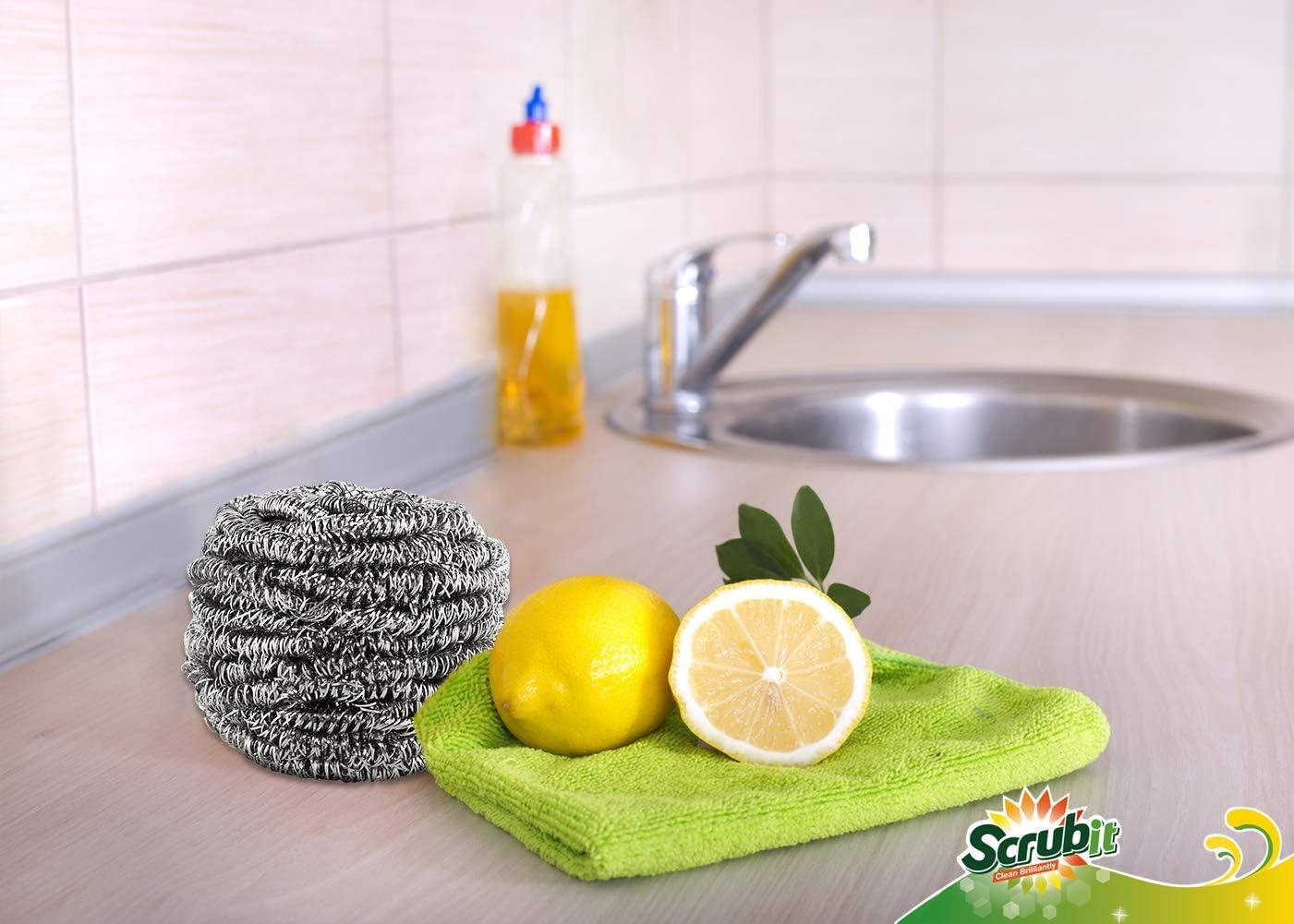 Premium Stainless Steel Scrubber, Steel Wool Pads, Kitchen Cleaner, Heavy Duty Cleaning Supplies - Especially for Tough Cleaning