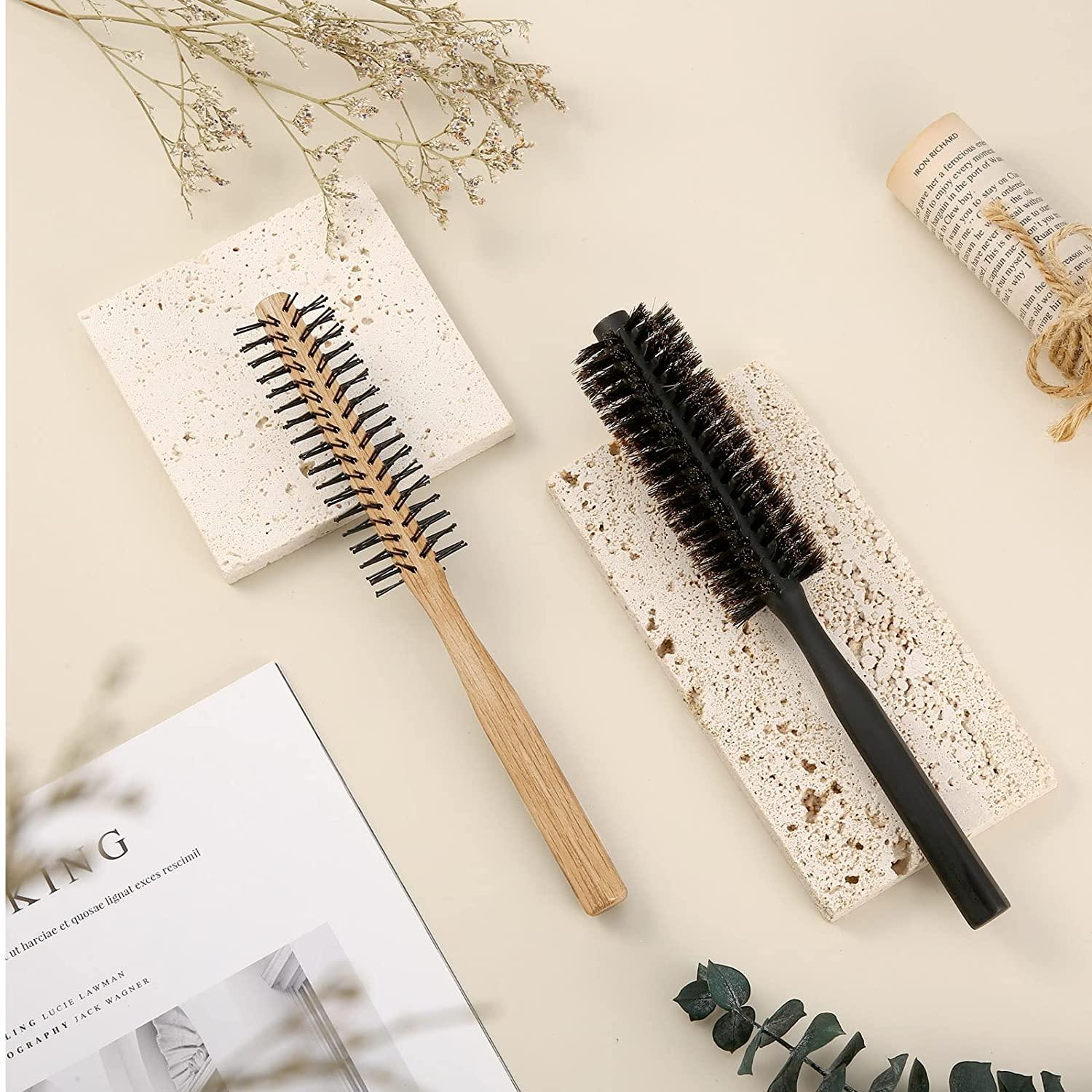 2 Pieces Thick Round Hair Comb Bristle Round Hair Brush Blow Drying Hairbrush Small Brush Short