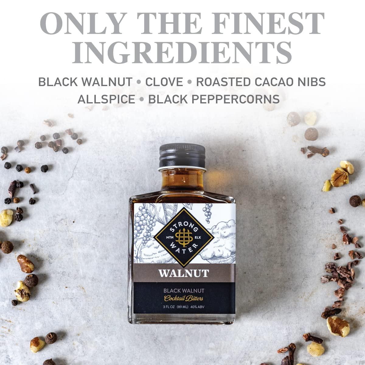 Strongwater Black Walnut Bitters (40 Servings) Rich and Nutty Walnut