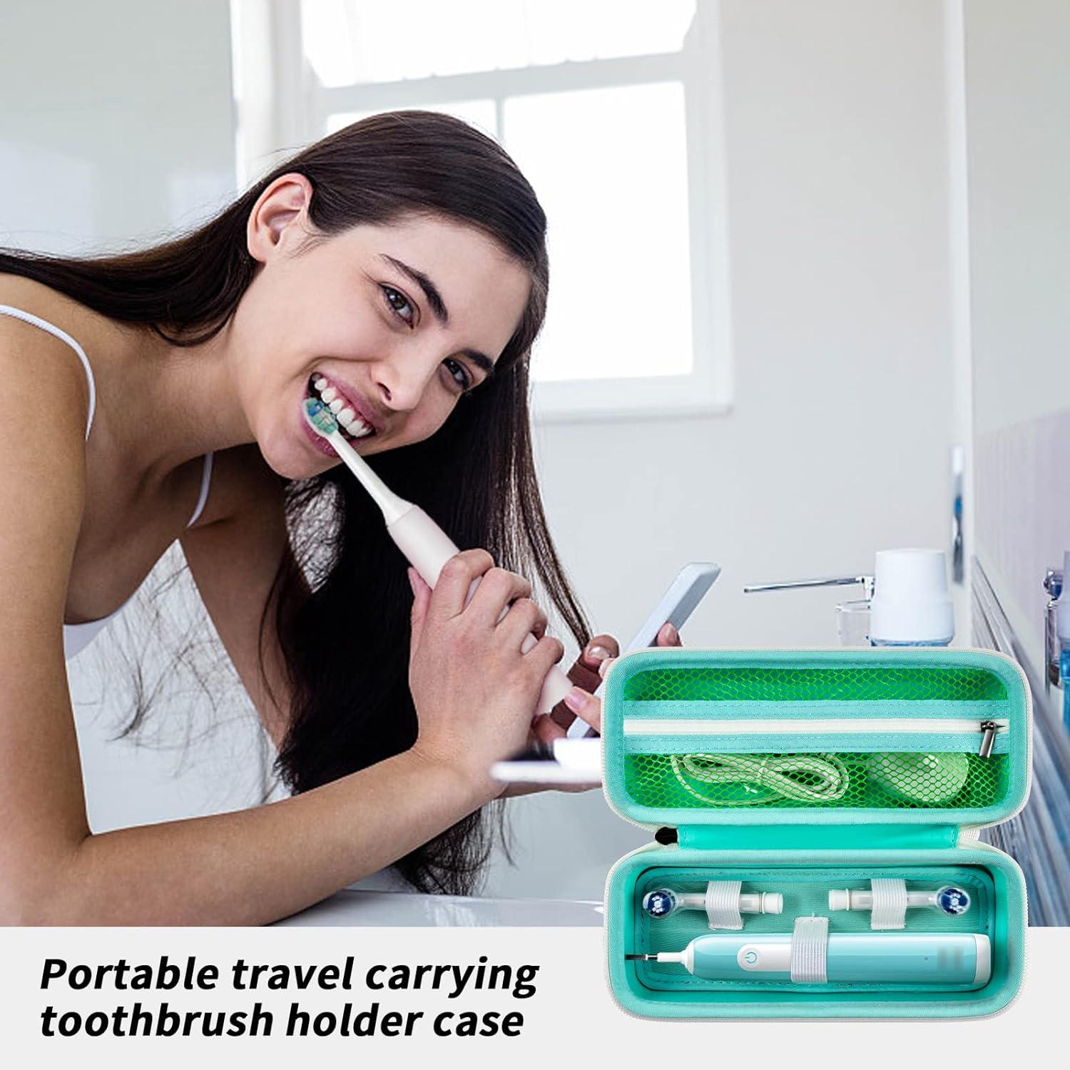 Toothbrush Travel Case For Oral B/Oral-B Pro 1000 1500 5000 7000 & Philips Sonicare 4100 1100 5300 5100 6100/iO Electric Toothbrush, Hard Protective Storage Bag (Black Case With Toothbrush Cap