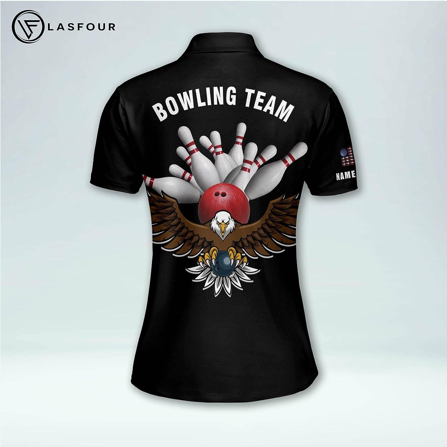 Custom Bowling Shirts for Men and Women - Eagles Bowling Team Shirts for Men and Women - Customized American Flag Designer Bowling Shirt