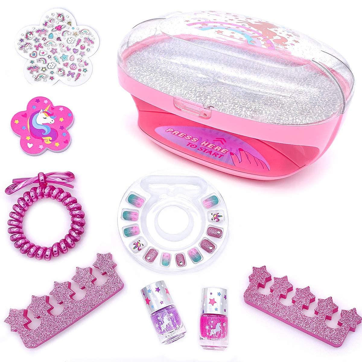 Kids Nail Polish Set for Girls with Dryer Unicorn Manicure Kit with