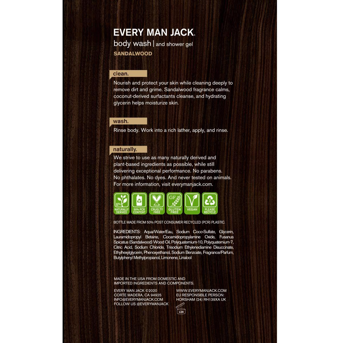 Every Man Jack Body Wash, Sandalwood 33.8ounce
