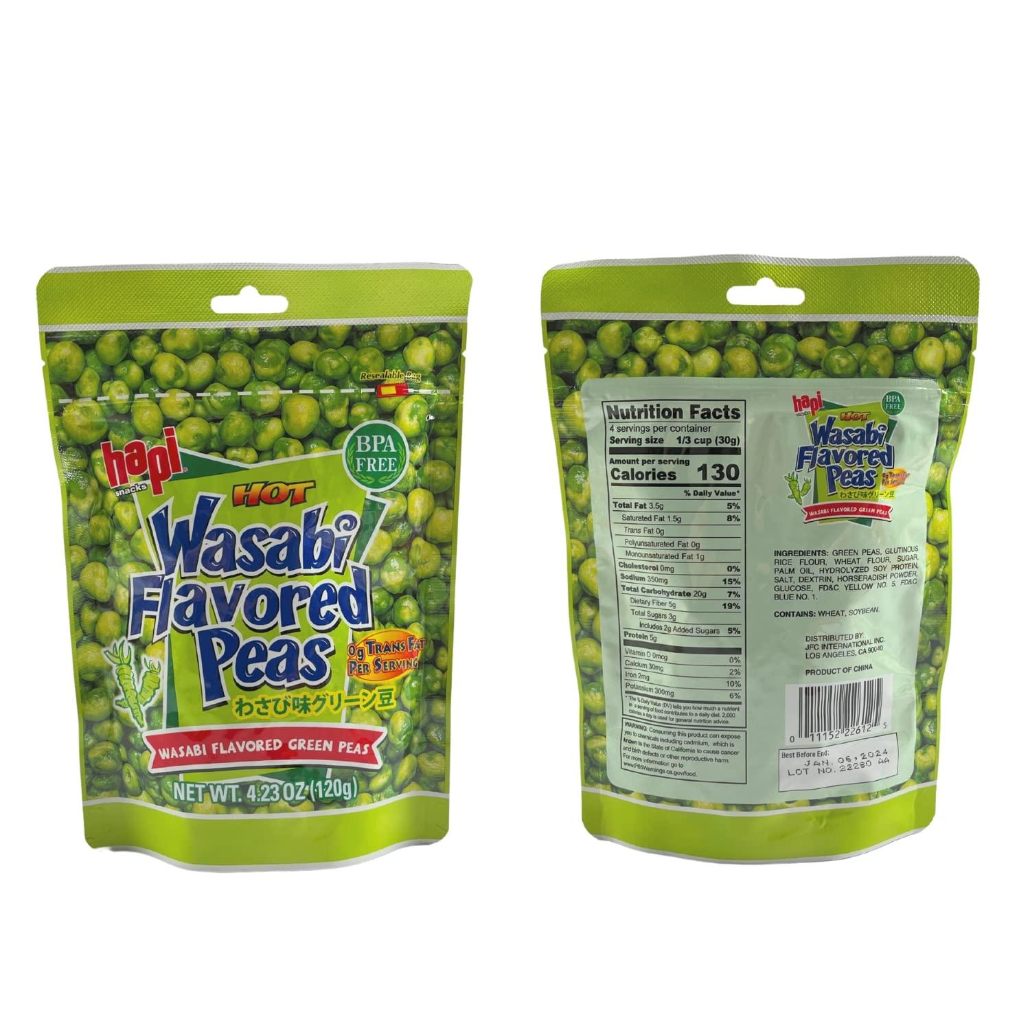 Hapi Spicy Sriracha & Hot Wasabi Peas Pouch Combo (2 Pack) + Bonus 2