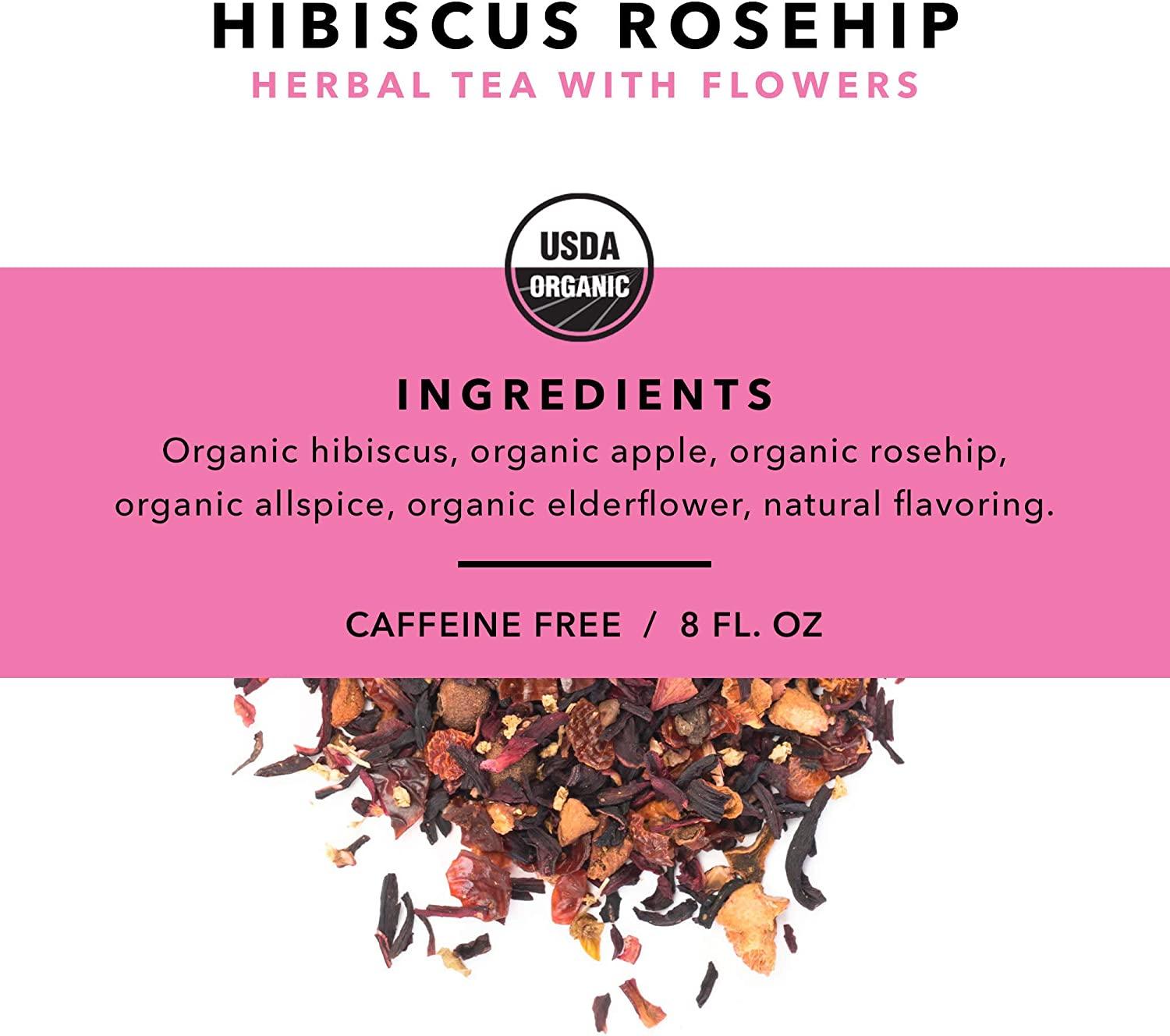 Pinky Up Organic Hibiscus Tea Loose Leaf Rosehip Blend Whole Leaf