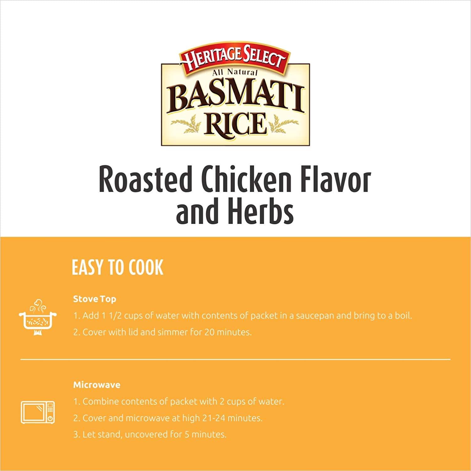 Heritage Select Premium Basmati Rice Roasted Chicken & Herbs 6.5oz Box (6Pack) Flavored