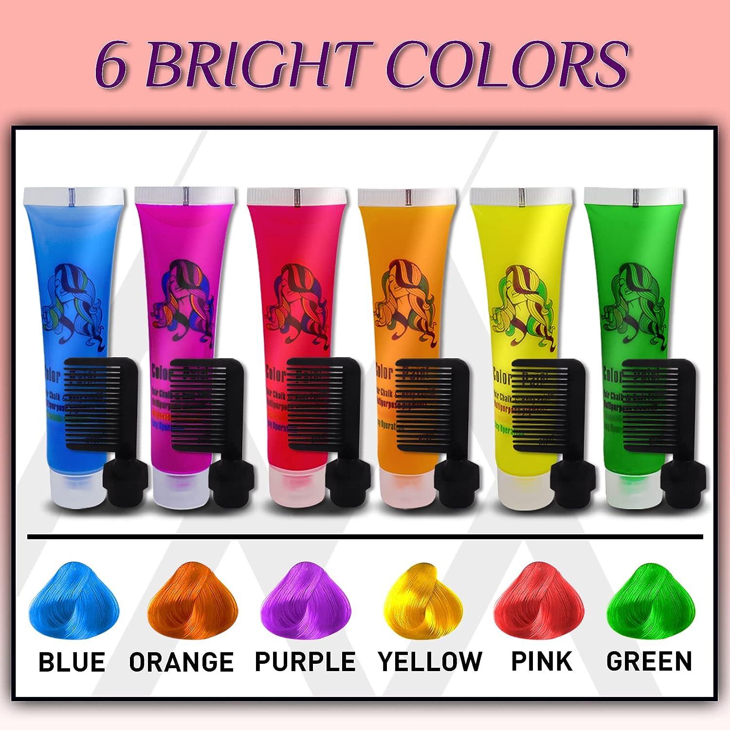  Temporary Hair Dye, Hair Dye Glow in the Dark Paint Can Dye  More 55% Hair Than Hair Chalk on Christmas, Birthday and Music Festival  Party Supplies, Gifts for Girls and Boys 