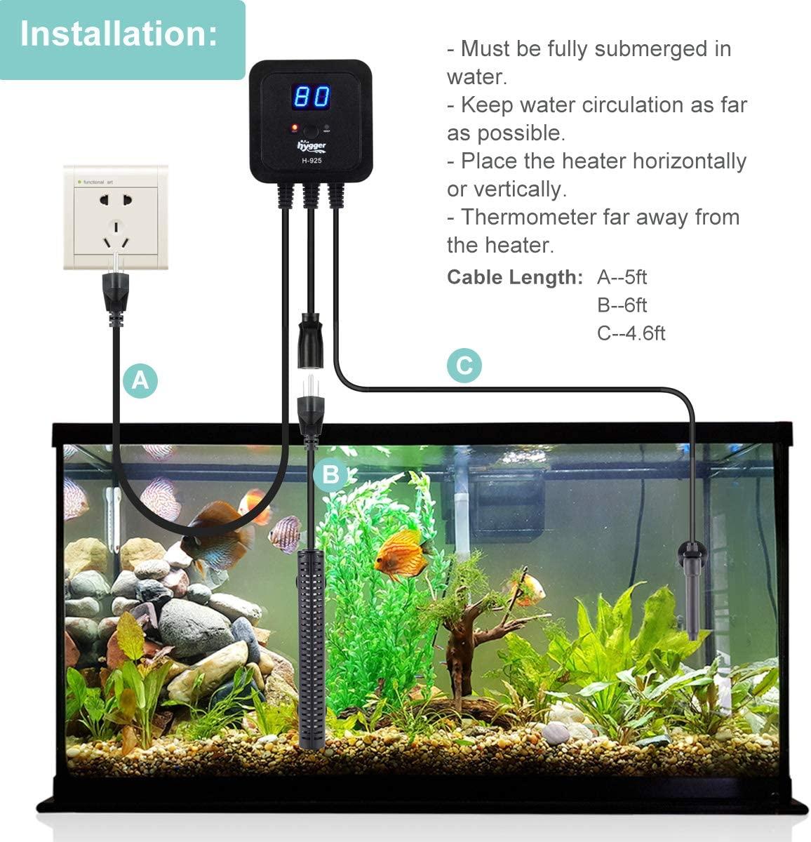Riscaldatore Per Acquario Hygger 300W Sommergibile - Display Digitale, Controllo Temperatura Per Acquari 152-302L - Foto 10