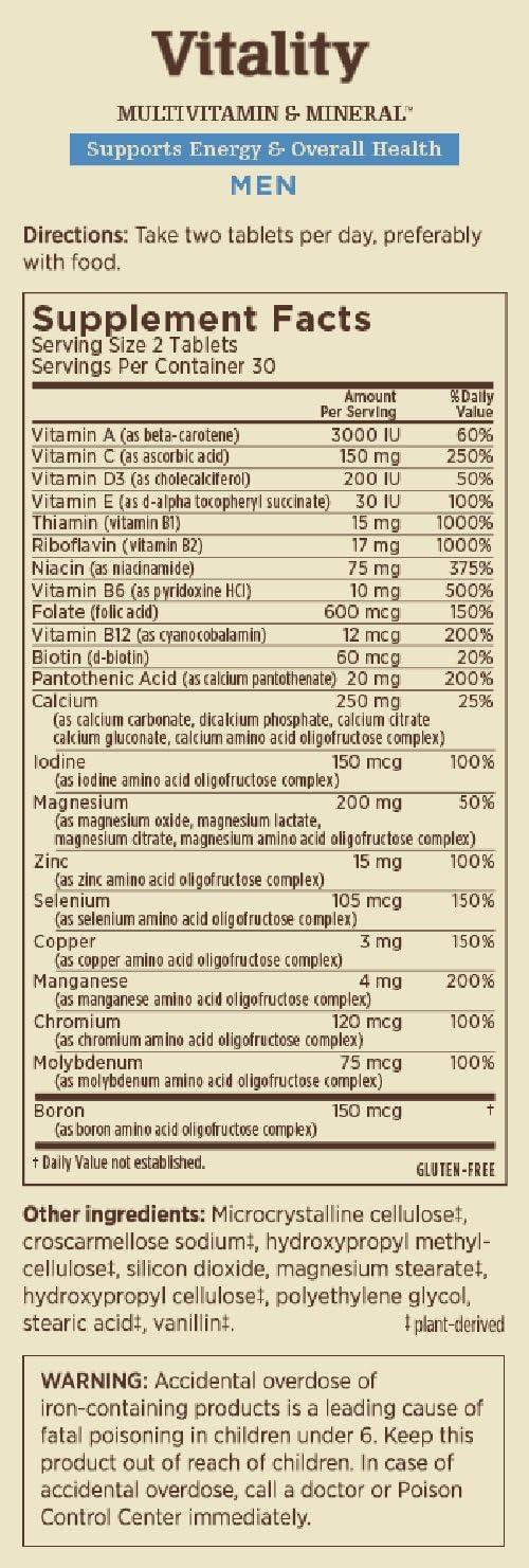 Melaleuca Men's Multivitamin & Mineral Supplement 60 Tablets Energy