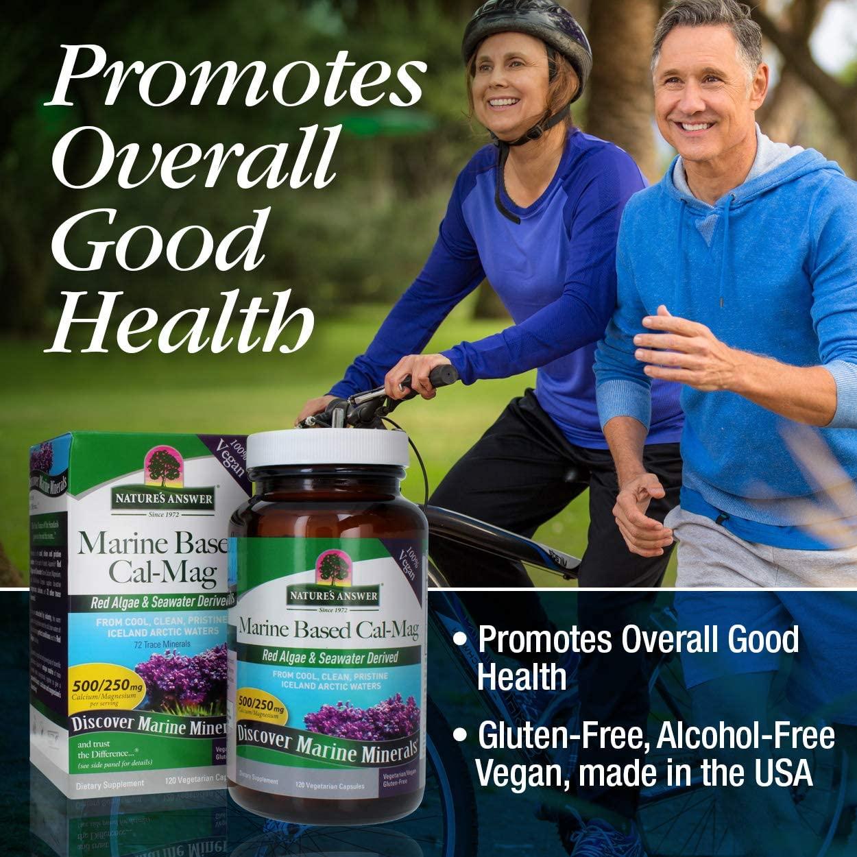 Natureâ€™s Answer Marine Calcium Magnesium 500mg PlantBased, Alcohol