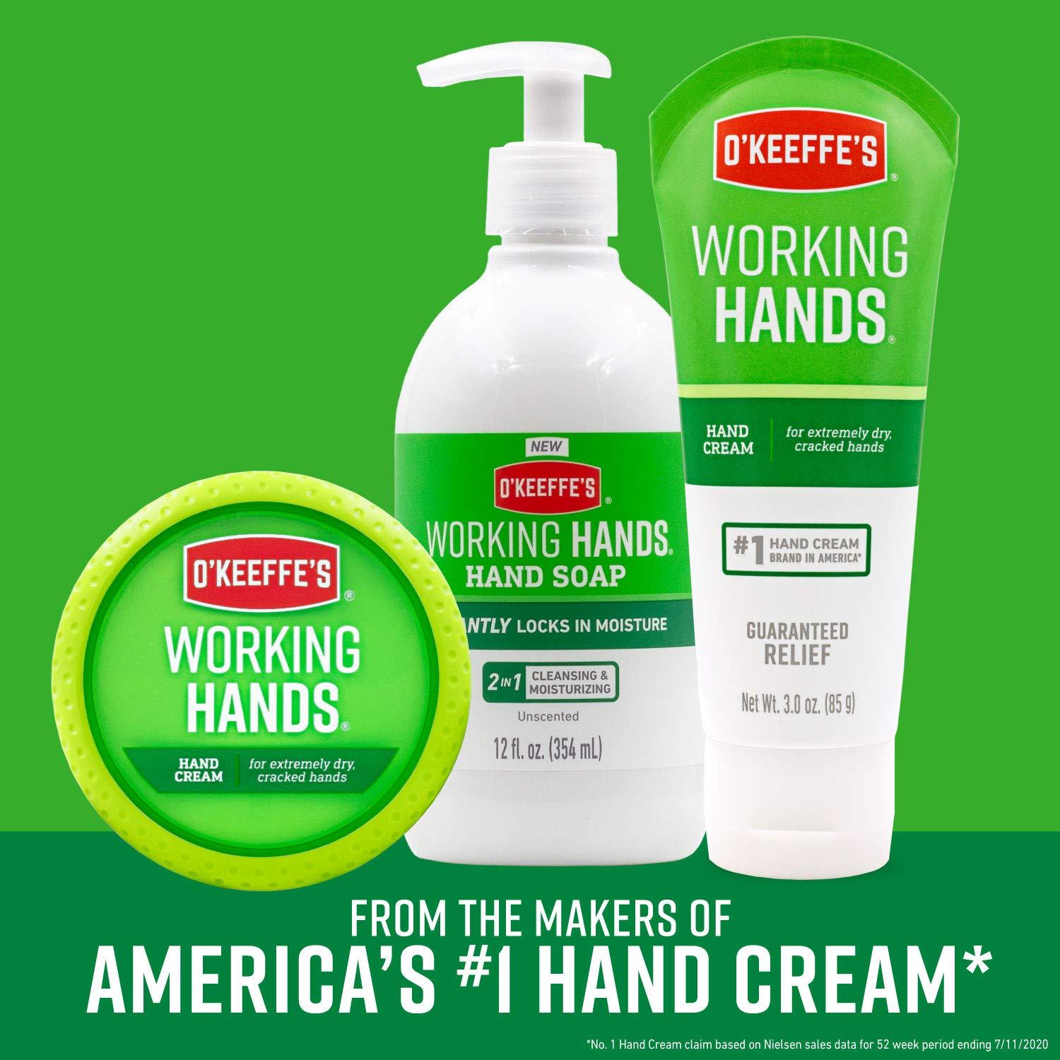 O'Keeffe's Working Hands Hand Cream 3.4 Ounce Jar and Working Hands  Moisturizing Hand Soap 12 Ounce Pump White