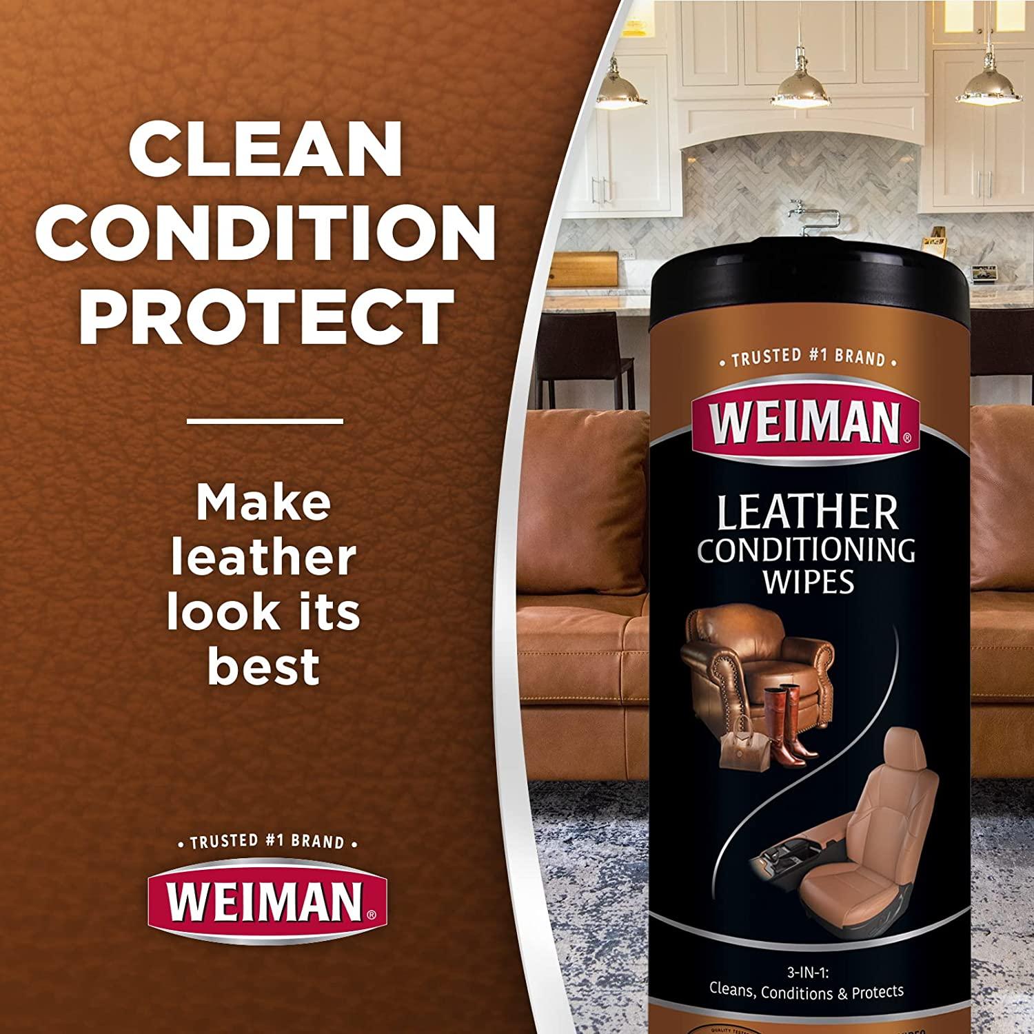 Weiman Leather Wipes - 3 Pack - Clean, Condition, Ultra Violet Protection  Help Prevent Cracking or Fading of Leather Furniture, Car Seats and  Interior, Shoes