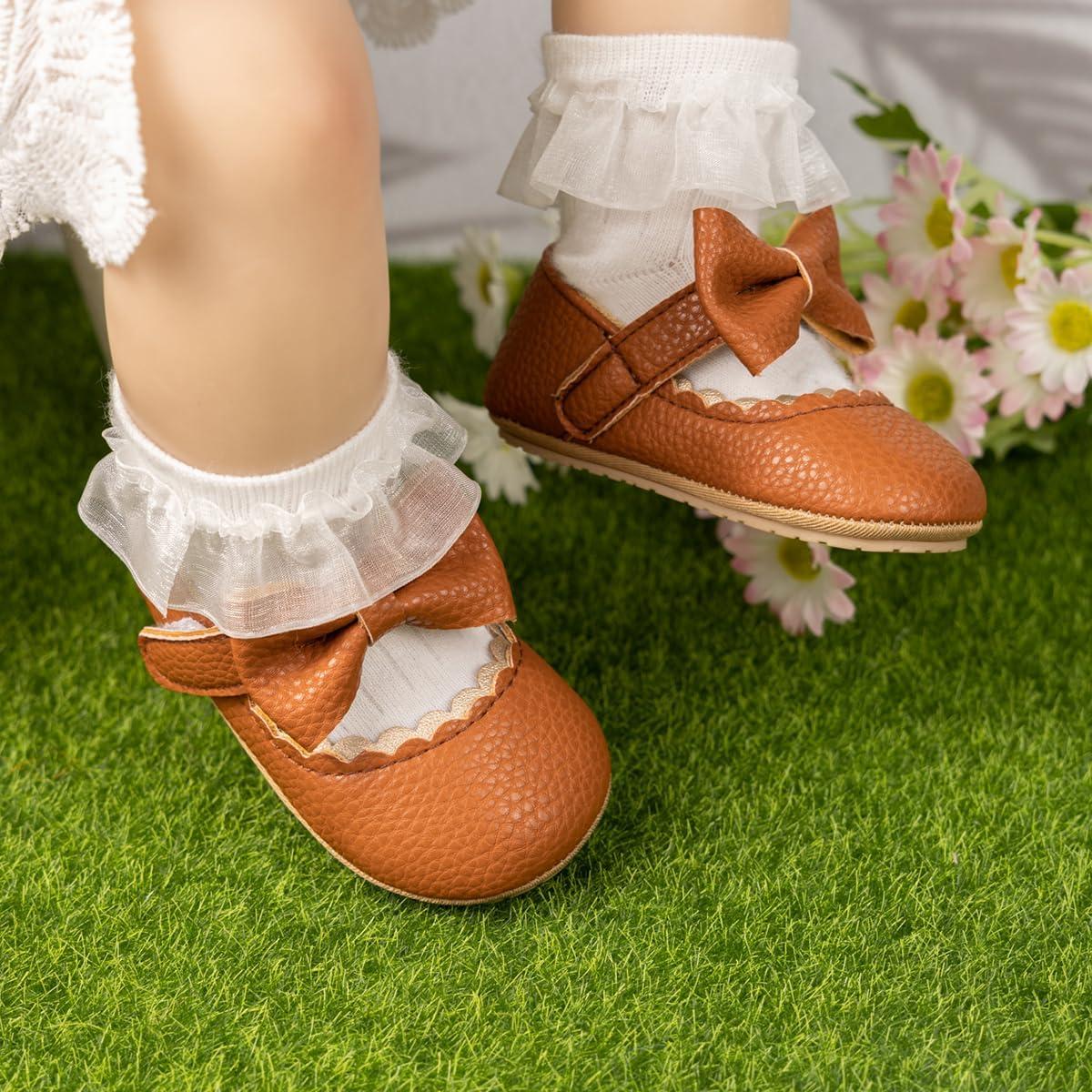 CENCIRILY Baby Girl Mary Jane Shoes | Anti-Slip Soft Sole Princess Flats |  6-12 Months | Brown | Buy Now with Express International Delivery |  GoSupps.com