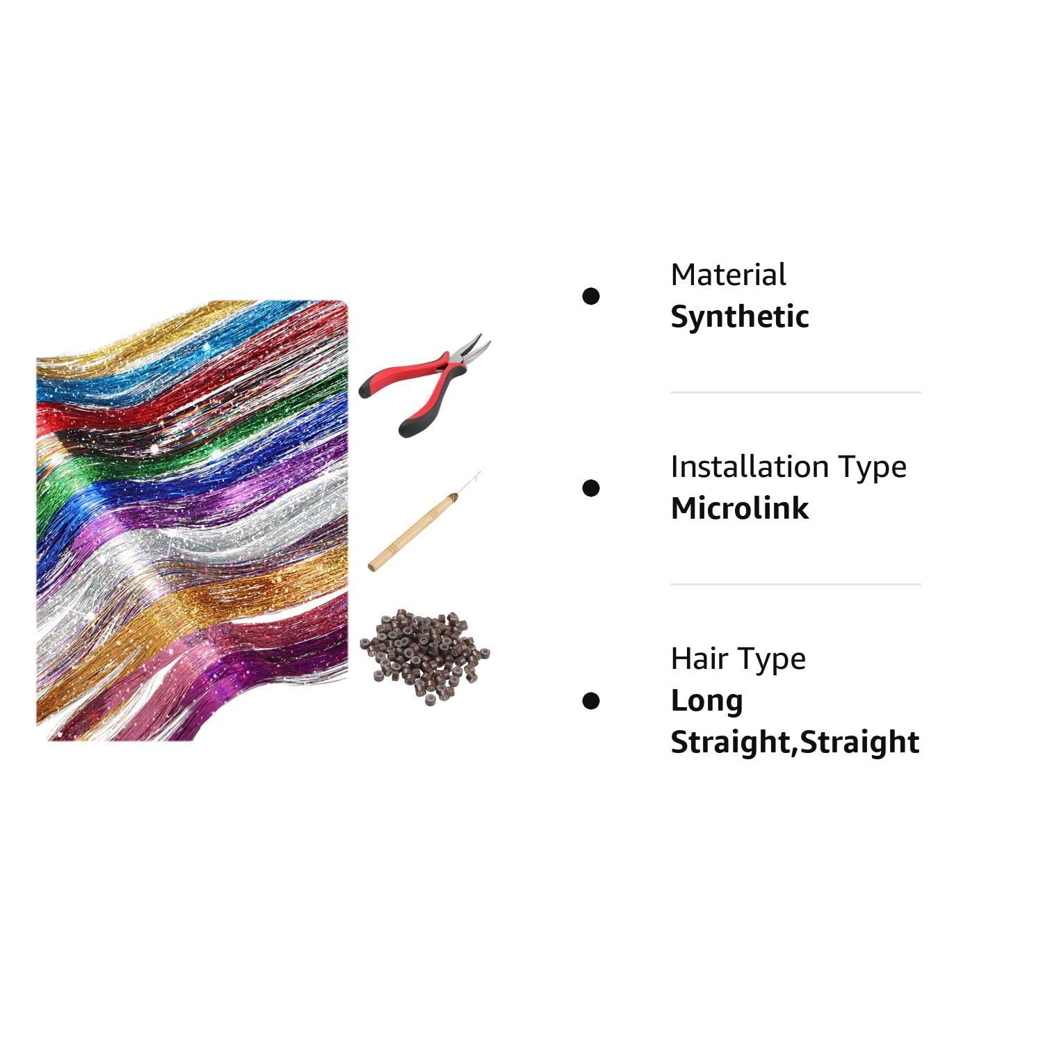 Hair Tinsel Strands Kit With Silicone Rings Beads - Temu Australia