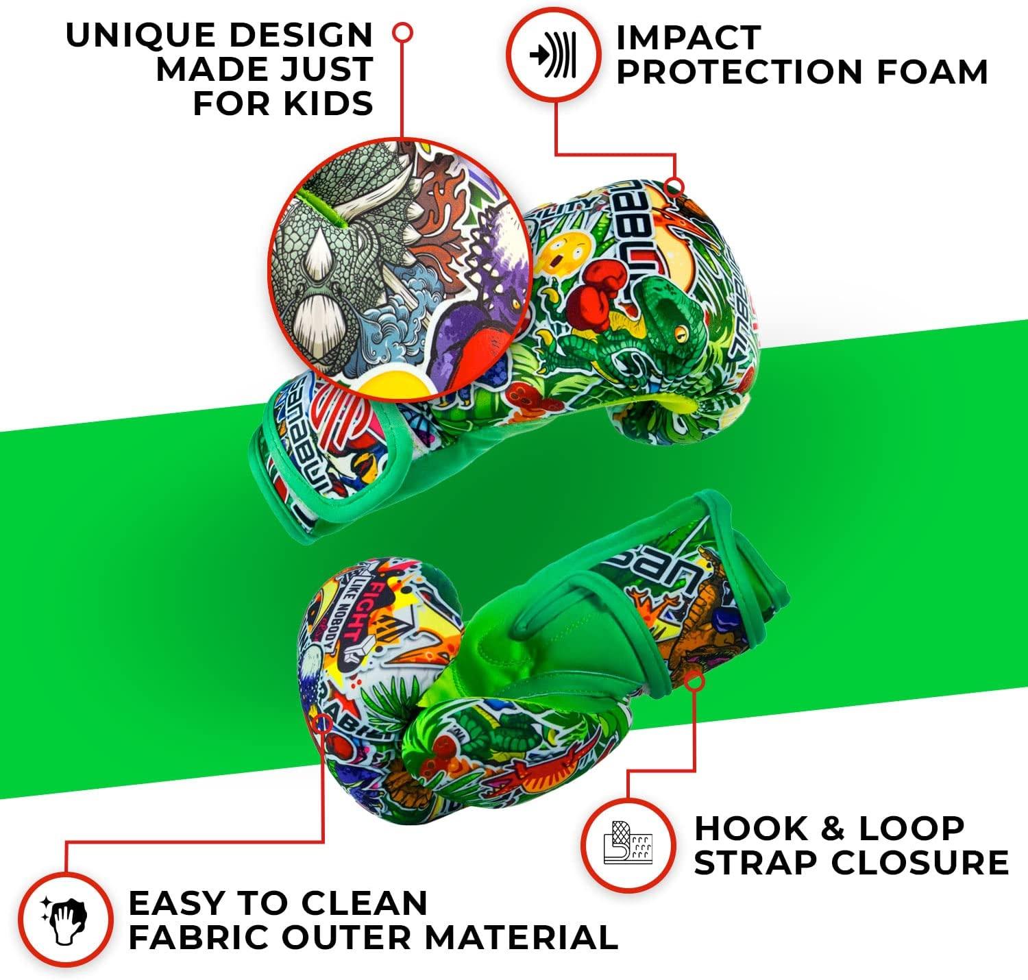 Sanabul Sticker Bomb Kids Boxing Kickboxing Training Gloves 4 OZ DINO