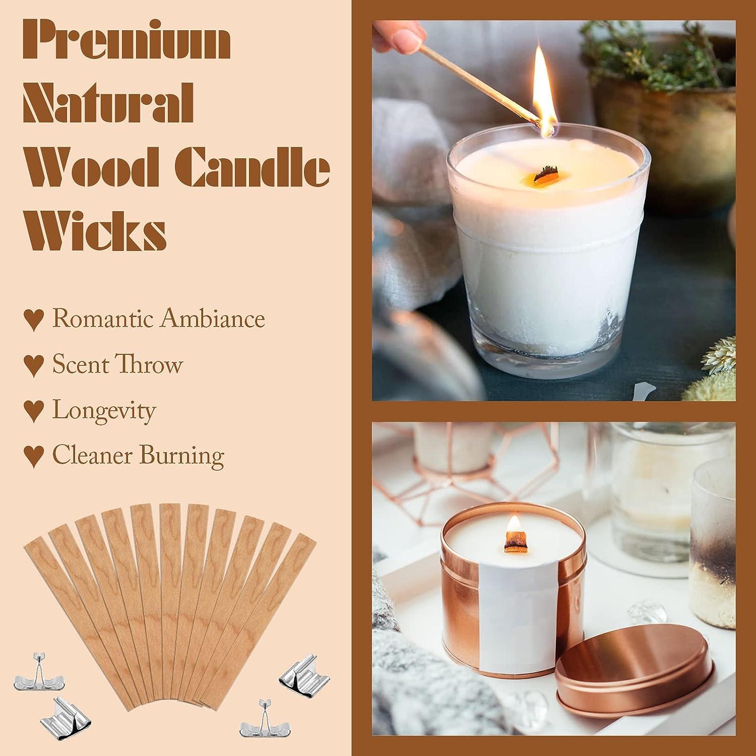 ZYNERY 660 Pcs Wood Candle Wicks Set, 5.1X0.5 Inch Candle Wick with Metal  Base Warning Labels Adhesive, Natural Wooden Wicks for Candle Making  Supplies, Smokeless Wood Wicks for Soy Wax Candle Cores